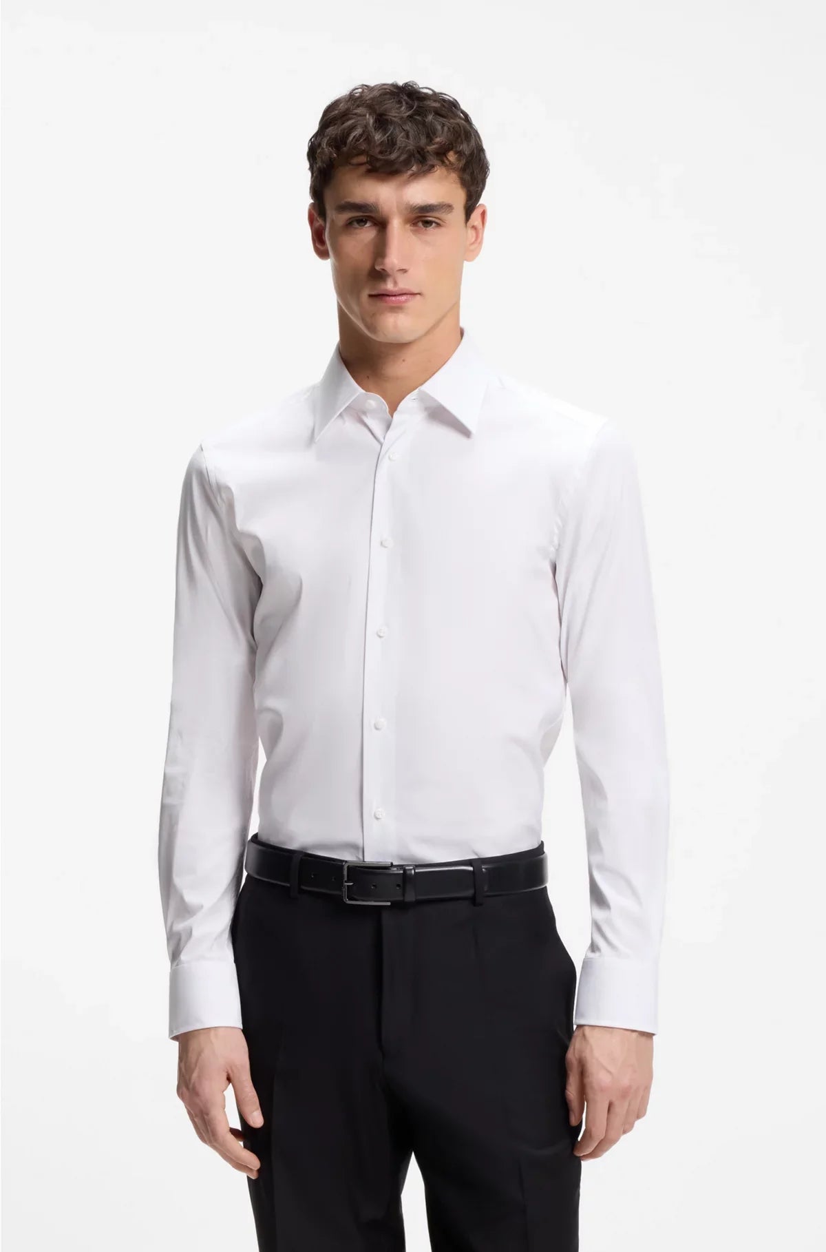 SLIM-FIT SHIRT IN COTTON-BLEND STRETCH POPLIN