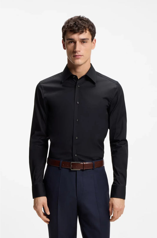 SLIM-FIT SHIRT IN COTTON-BLEND STRETCH POPLIN