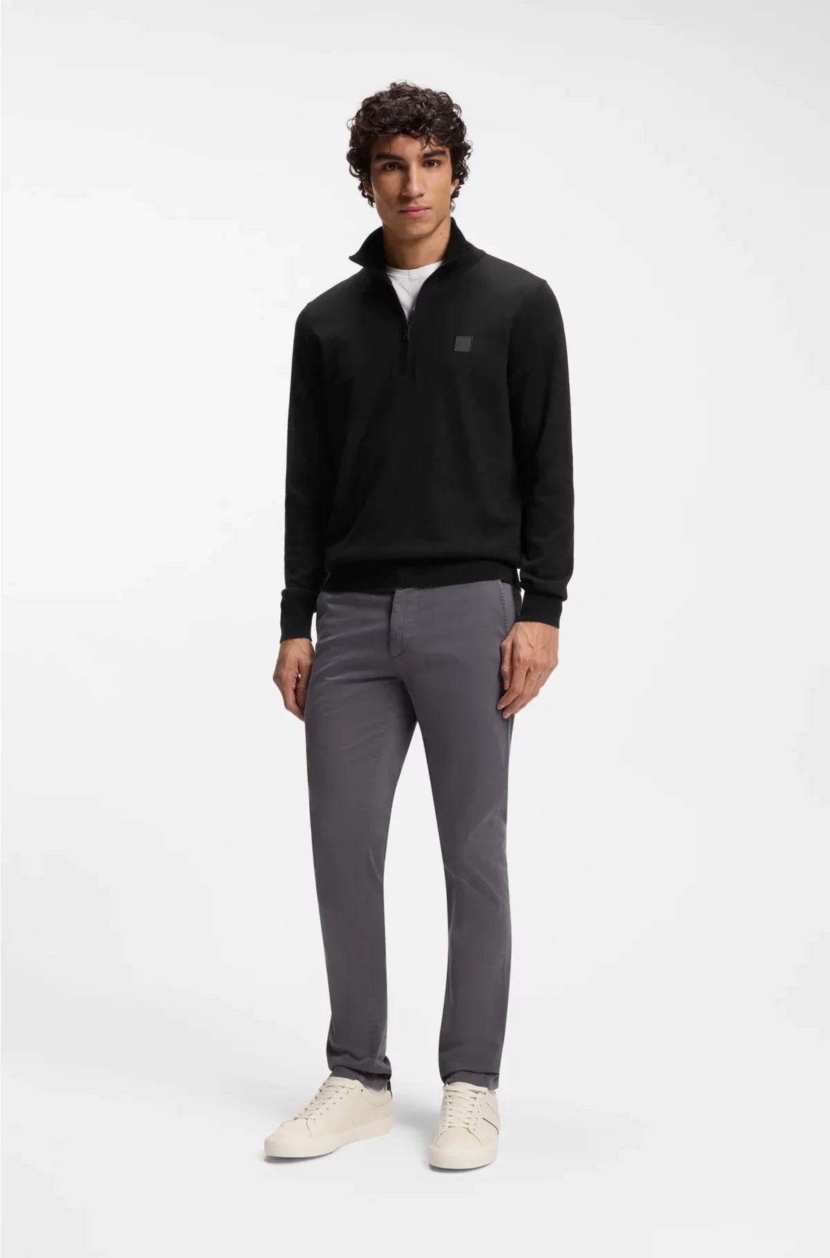 MAGLIONE CON ZIP E PATCH LOGO IN COTONE E CASHMERE