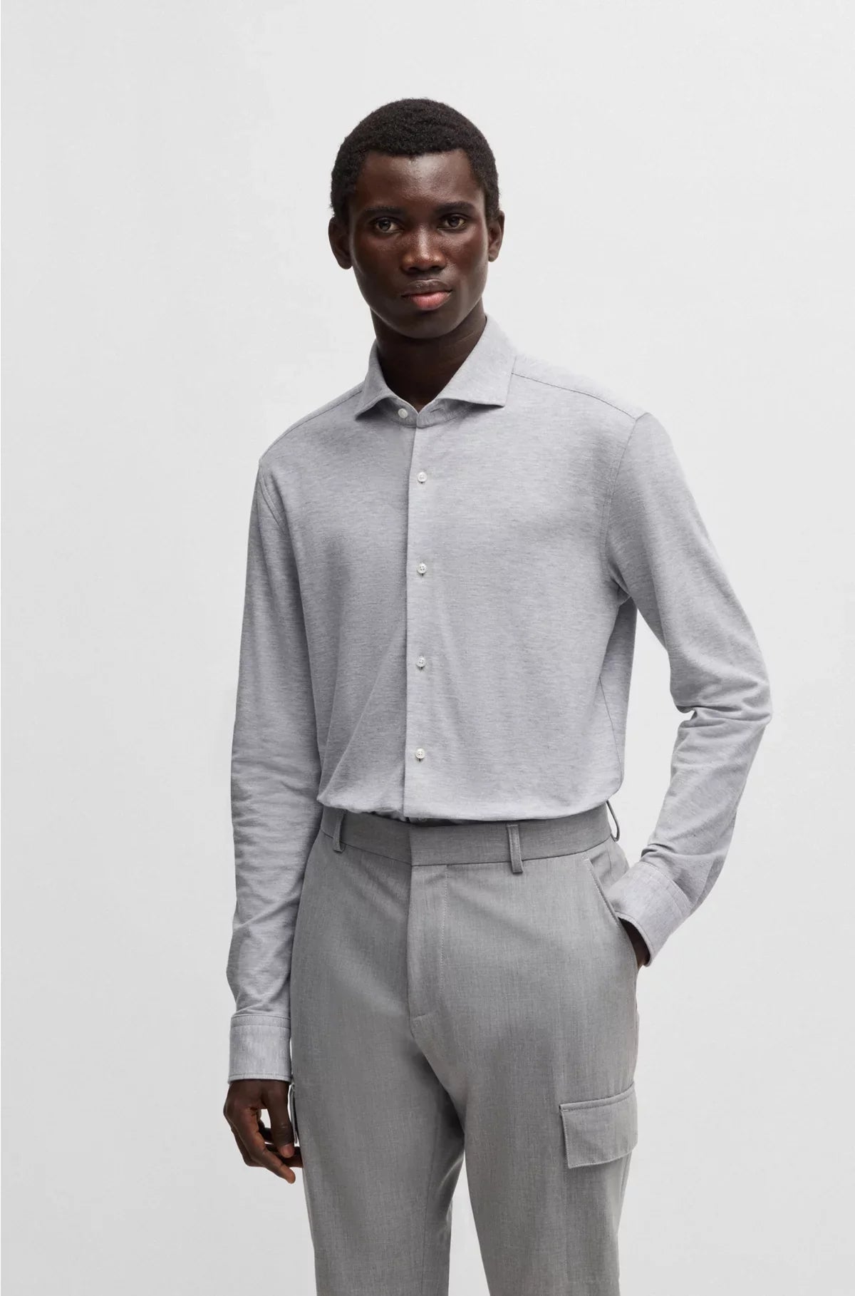 SLIM-FIT SHIRT IN COTTON-PIQUE JERSEY