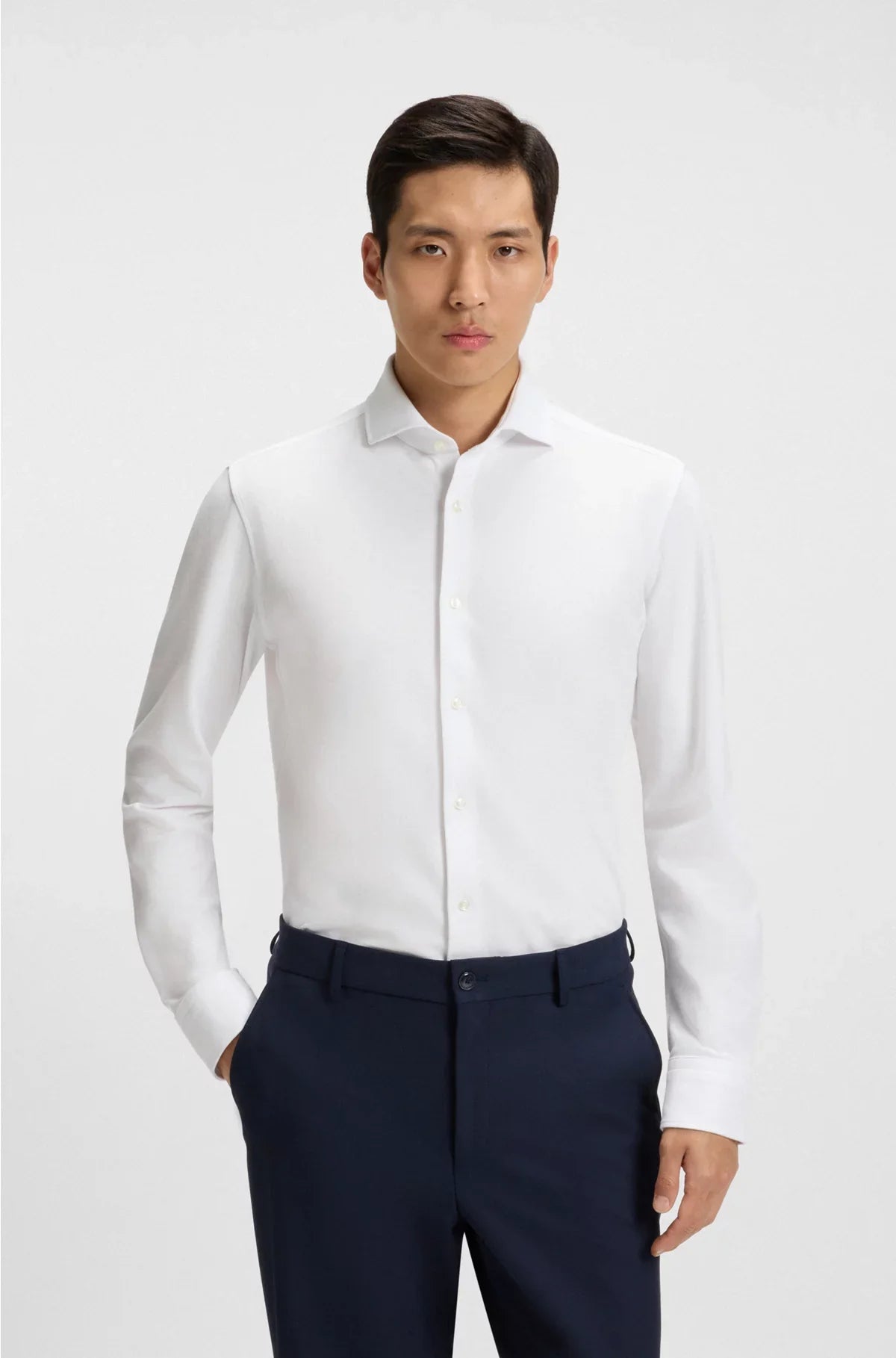 SLIM-FIT SHIRT IN COTTON-PIQUE JERSEY