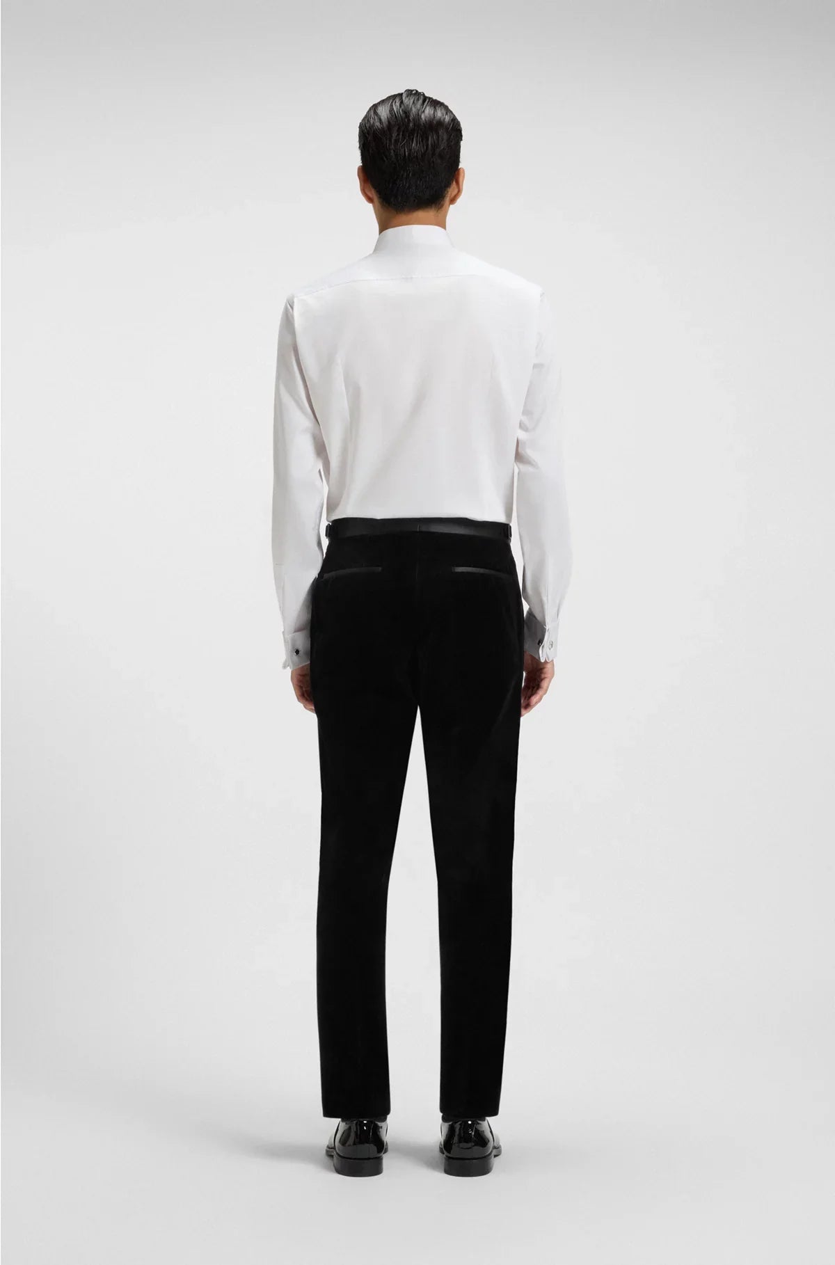 SLIM-FIT TUXEDO TROUSERS IN COTTON VELVET
