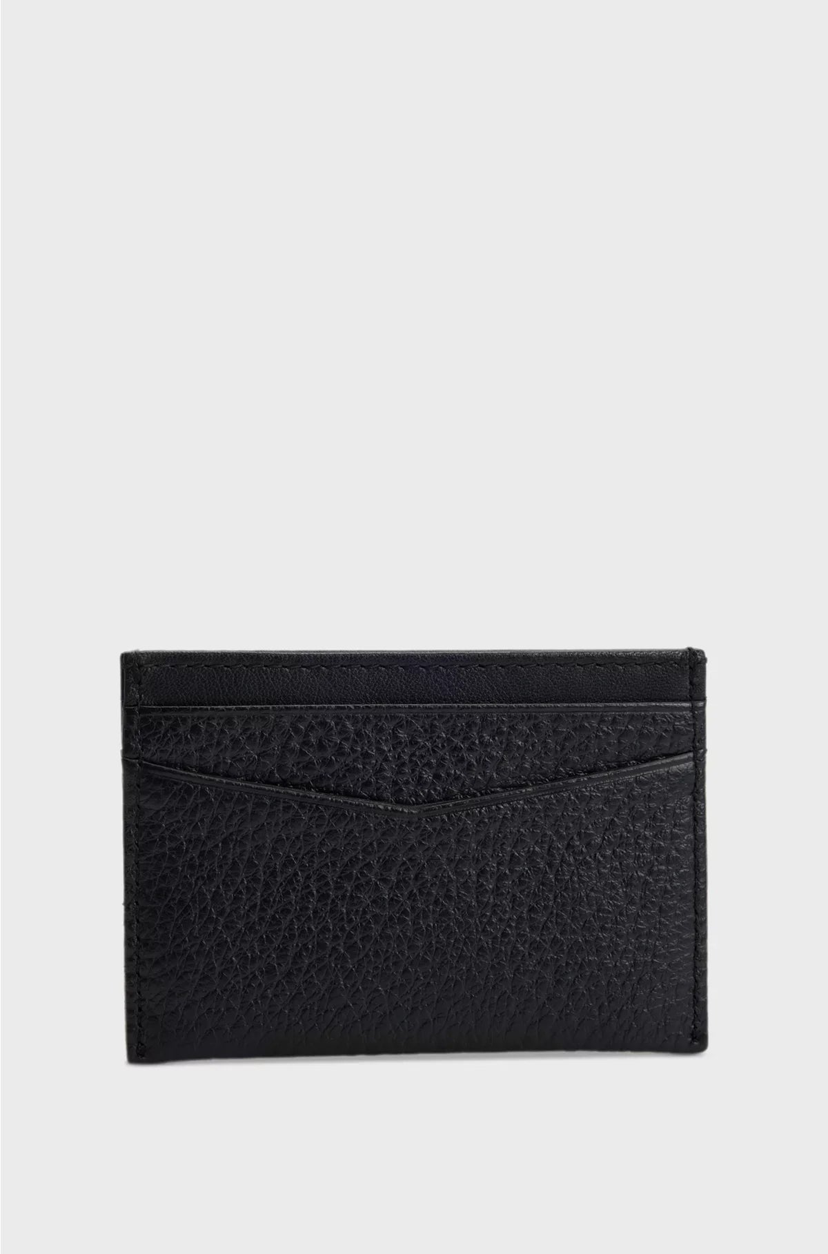 CARD HOLDER IN GRAINED LEATHER WITH METALLIC LOGO LETTERING