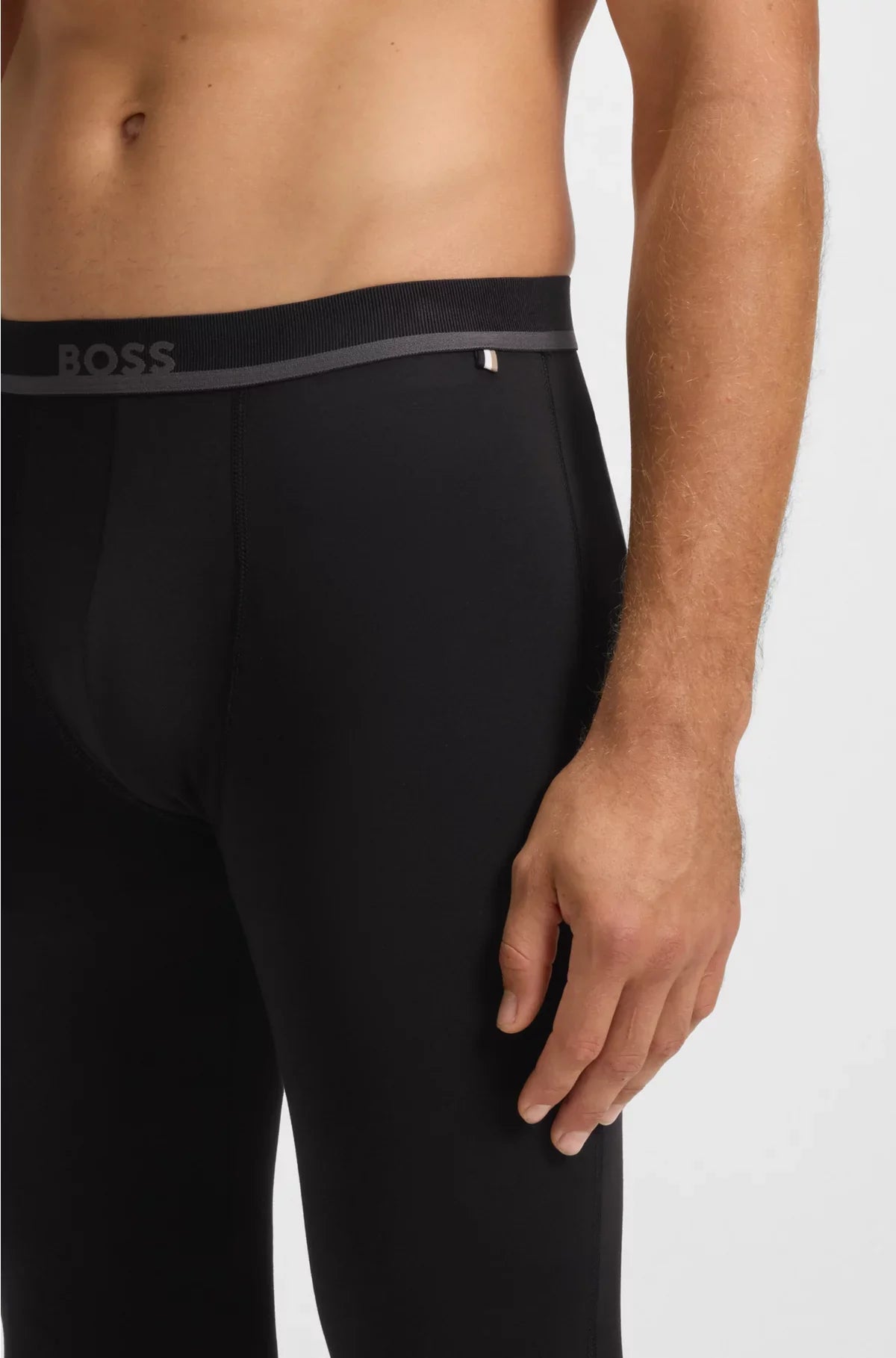 STRETCH-COTTON LONG JOHNS WITH LOGO WAISTBAND