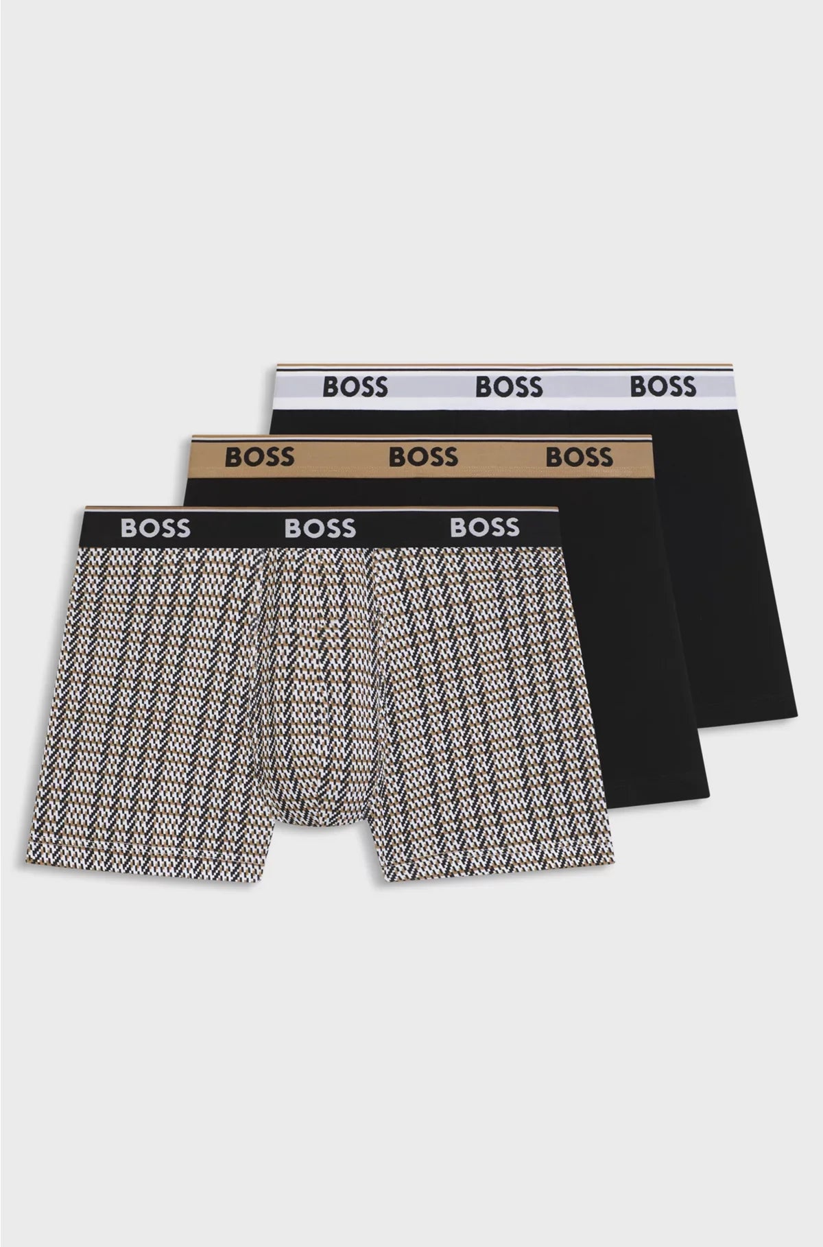 THREE-PACK OF STRETCH-COTTON BOXER BRIEFS WITH LOGOS