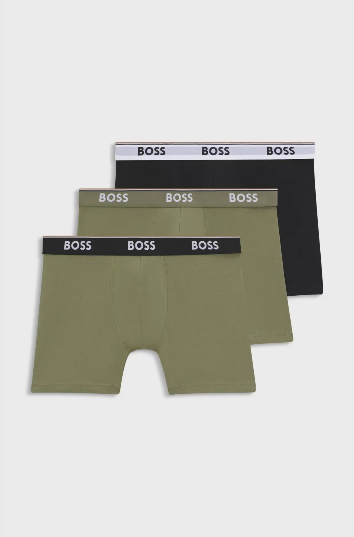 THREE-PACK OF STRETCH-COTTON BOXER BRIEFS WITH LOGOS