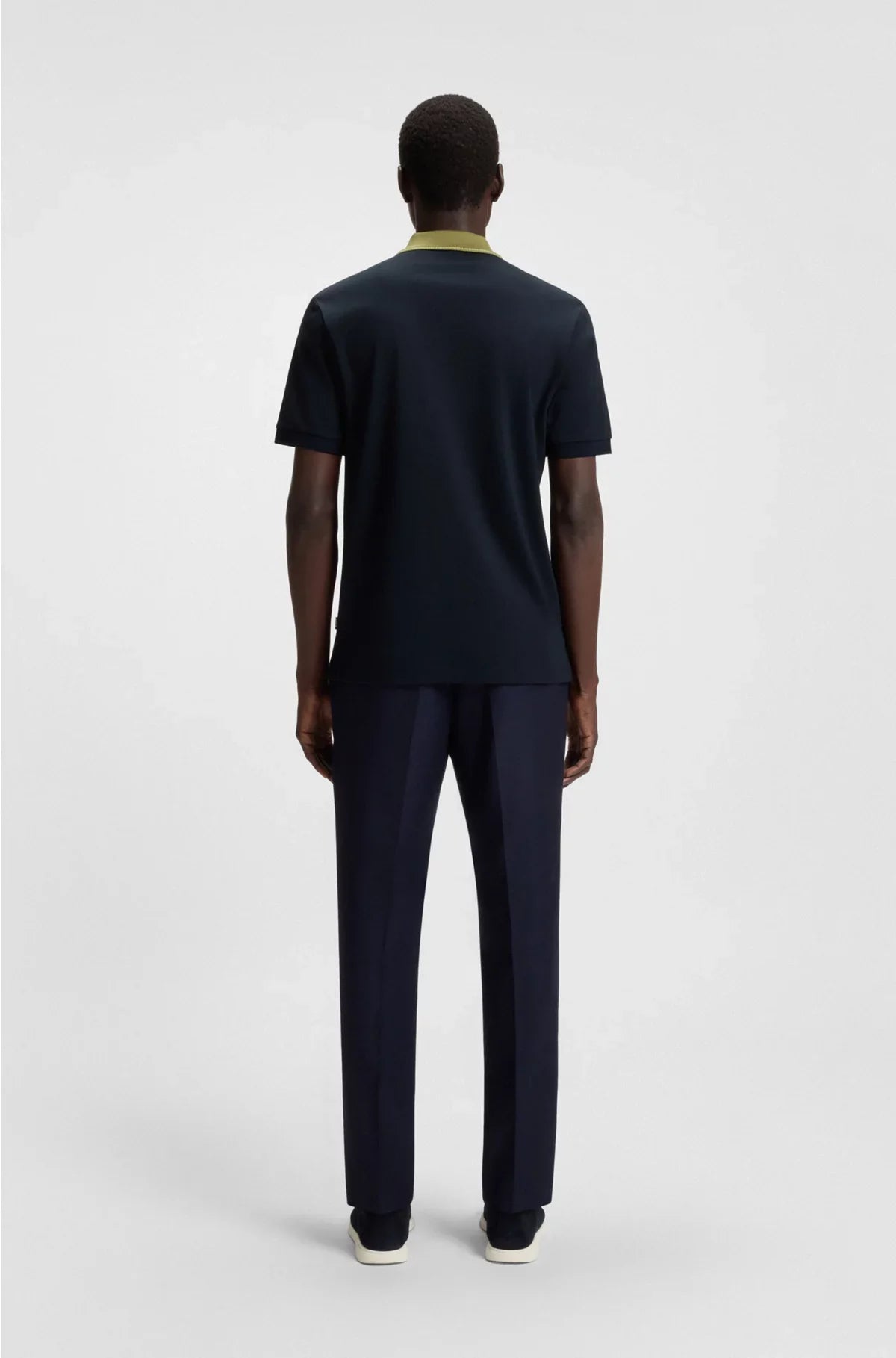 MERCERISED-COTTON SLIM-FIT POLO SHIRT WITH COLLAR STRIPE