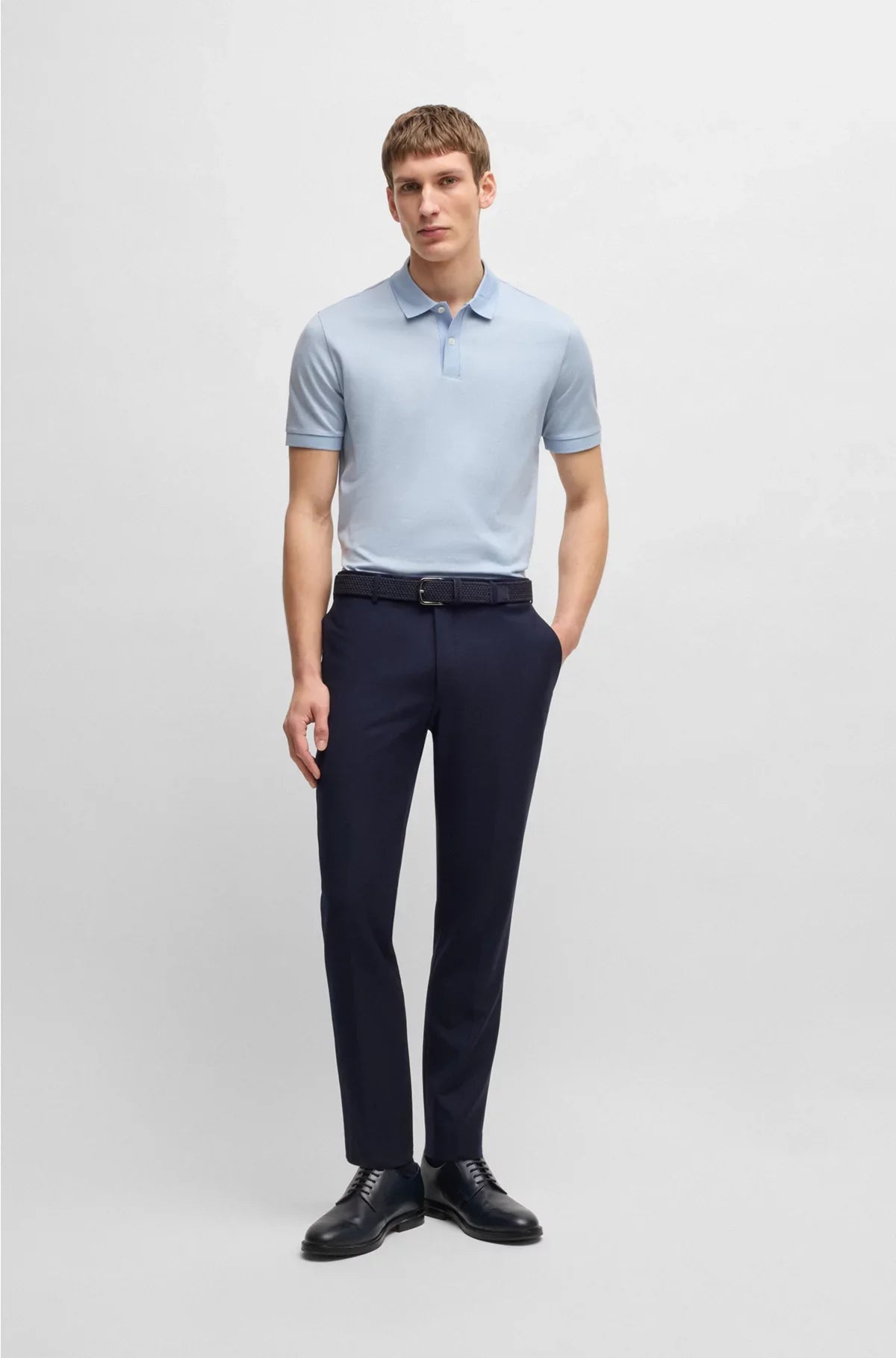 MERCERISED-COTTON POLO SHIRT WITH MICRO PATTERN