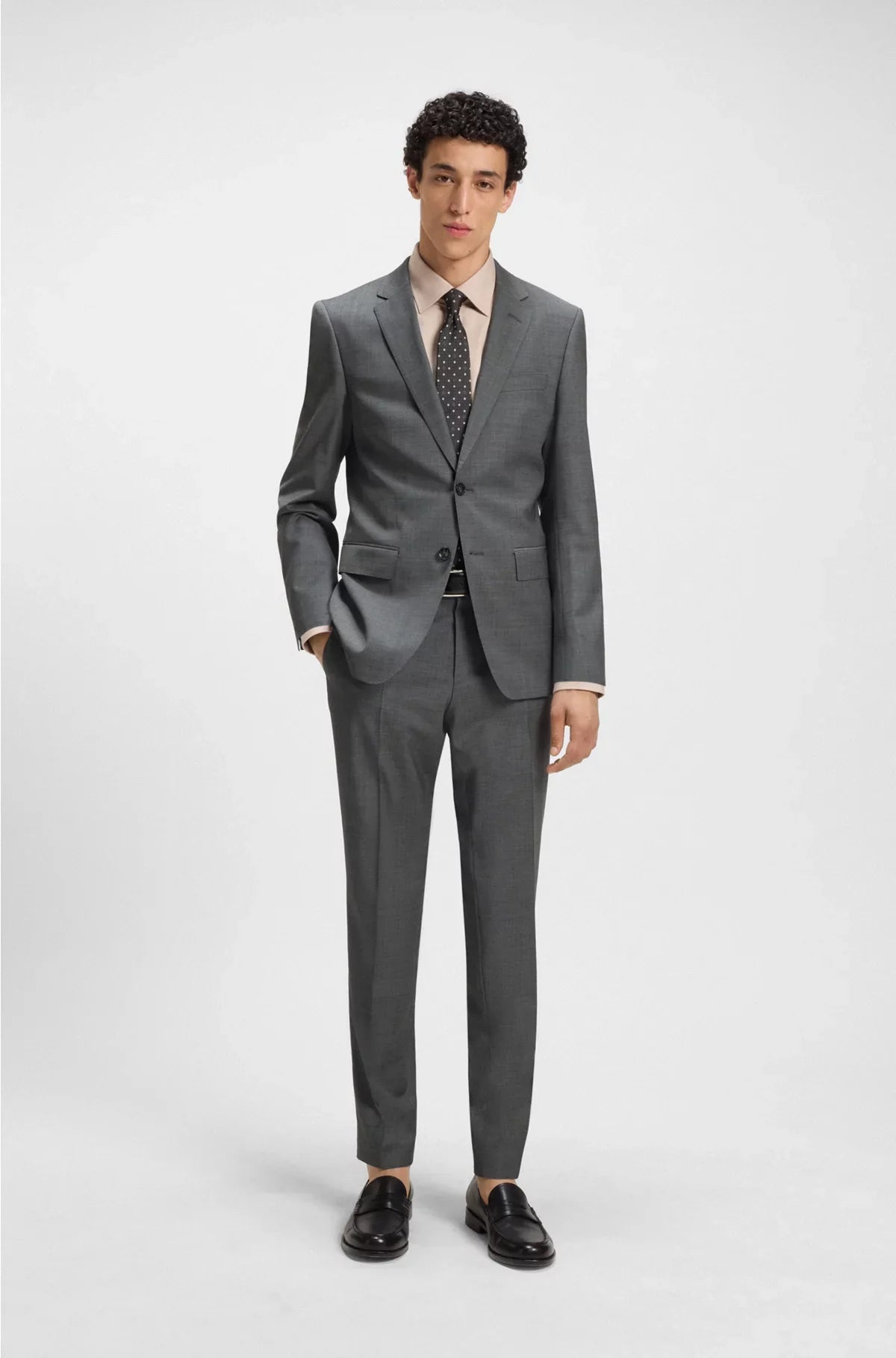 SLIM-FIT SUIT IN AMICRO-PATTERNED WOOL BLEND
