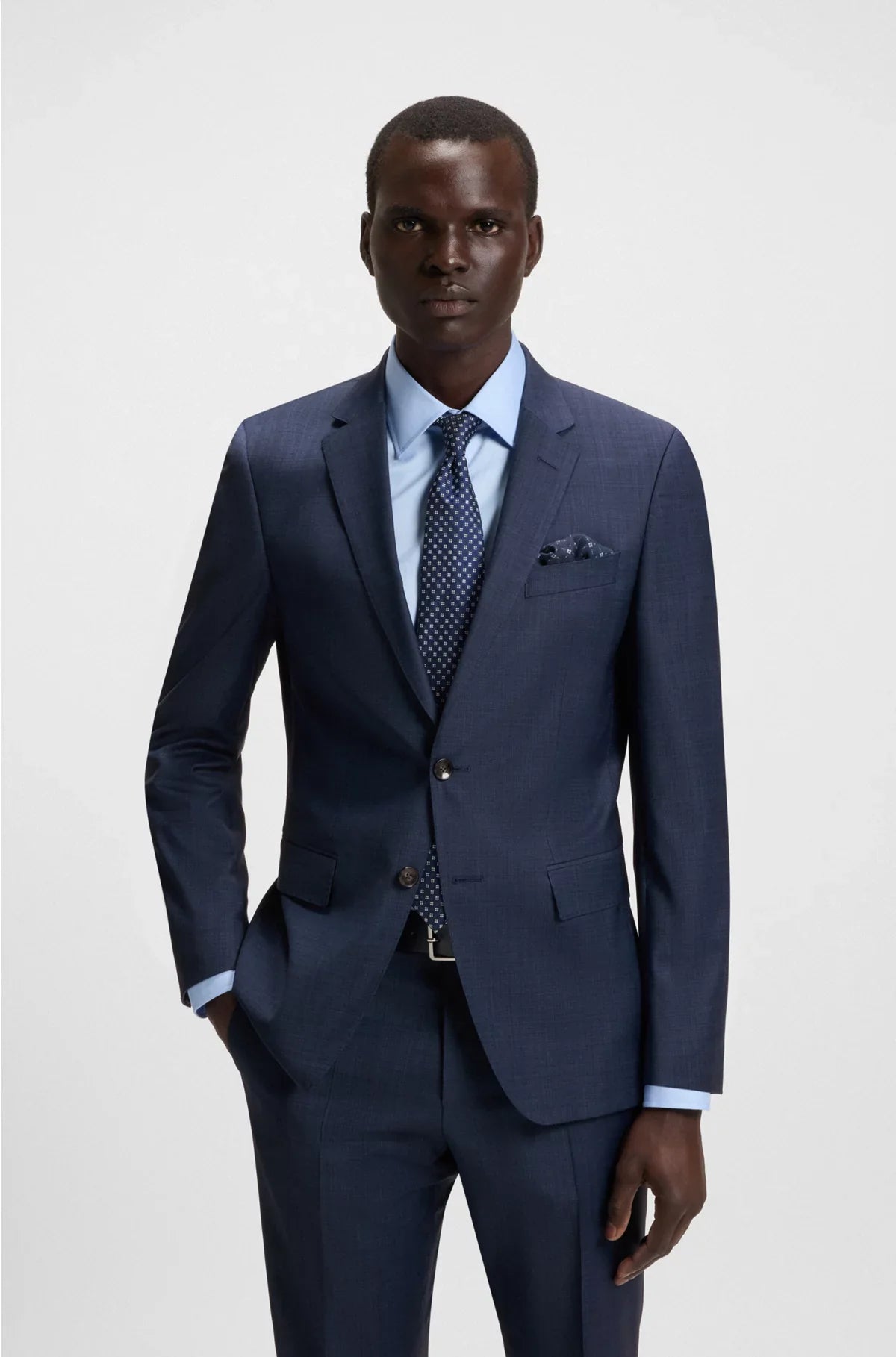 SLIM-FIT SUIT IN AMICRO-PATTERNED WOOL BLEND