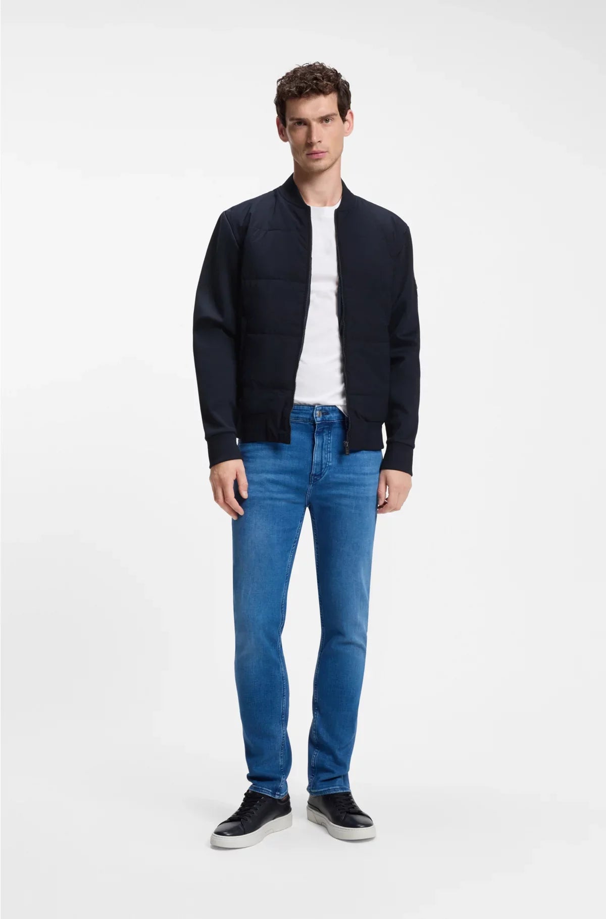 COTTON-BLEND ZIP-UP SWEATSHIRT WITH PADDED FRONT