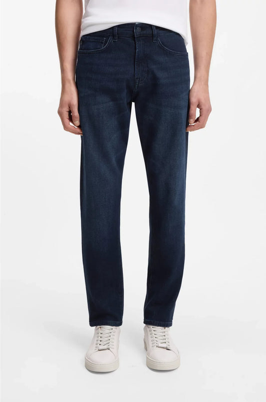 TAPERED-FIT JEANS IN BLUE COMFORT-STRETCH DENIM