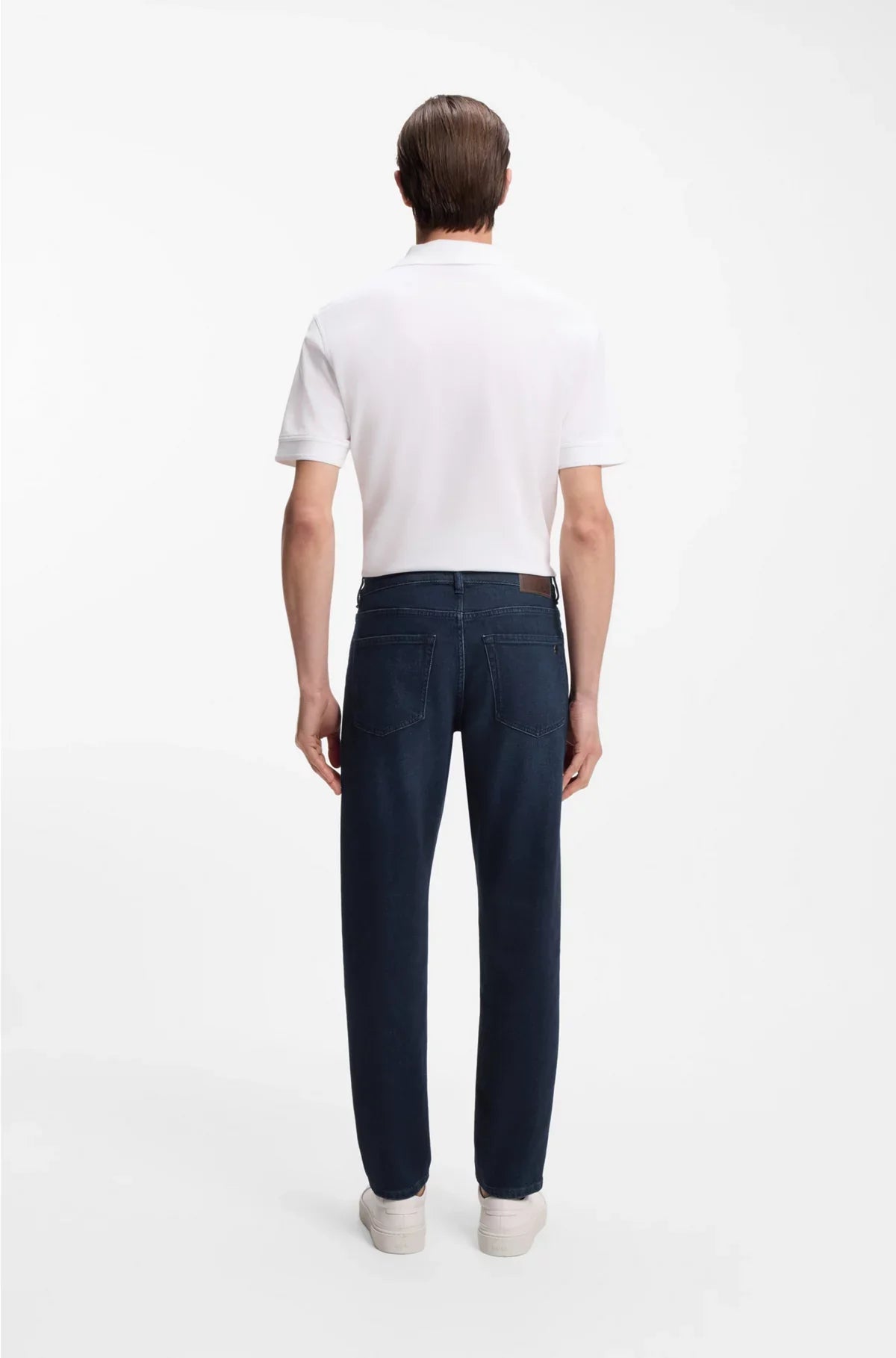 TAPERED-FIT JEANS IN BLUE COMFORT-STRETCH DENIM
