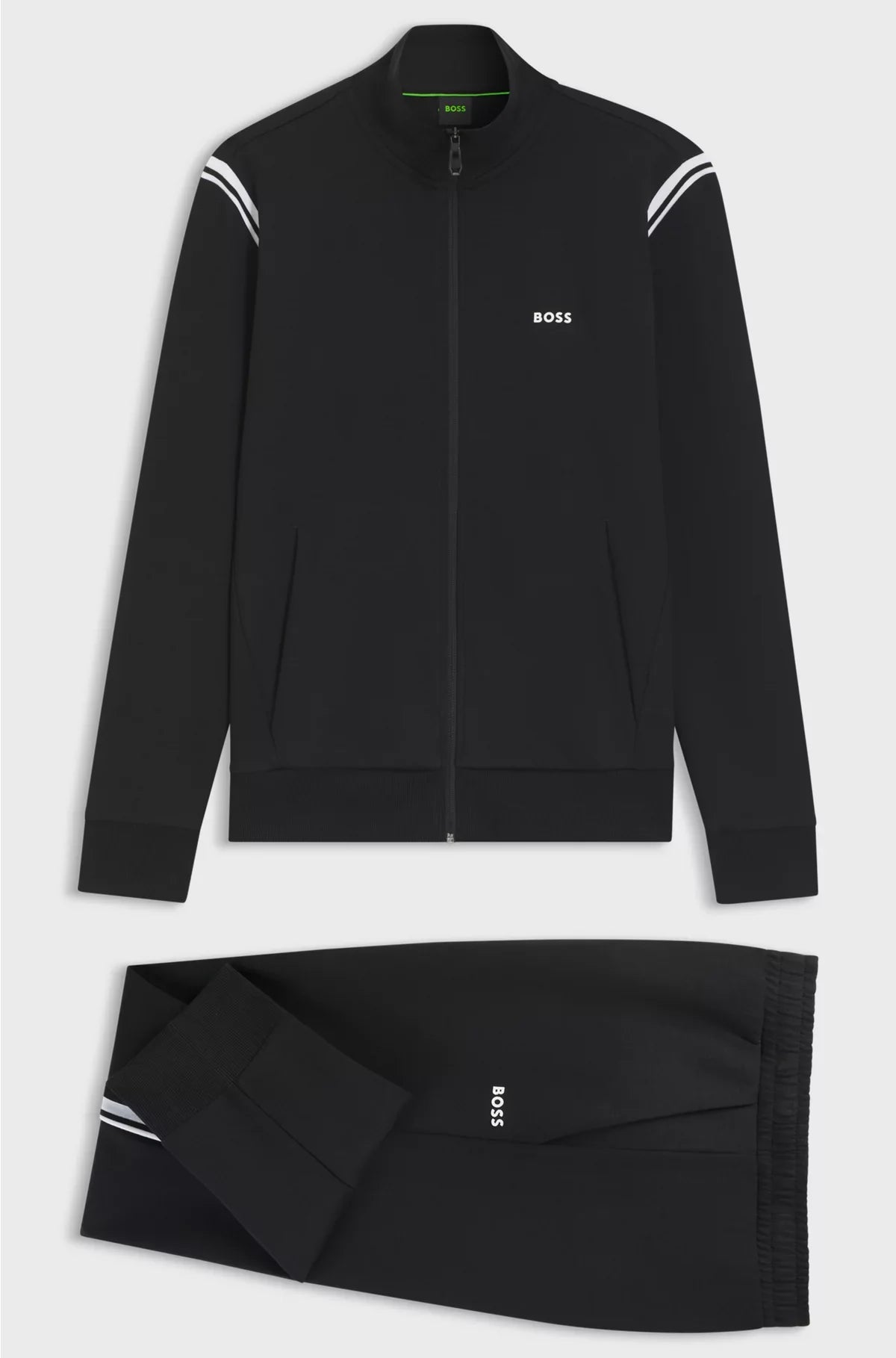 STRETCH-COTTON REGULAR-FIT TRACKSUIT SET WITH STRIPE INSERTS