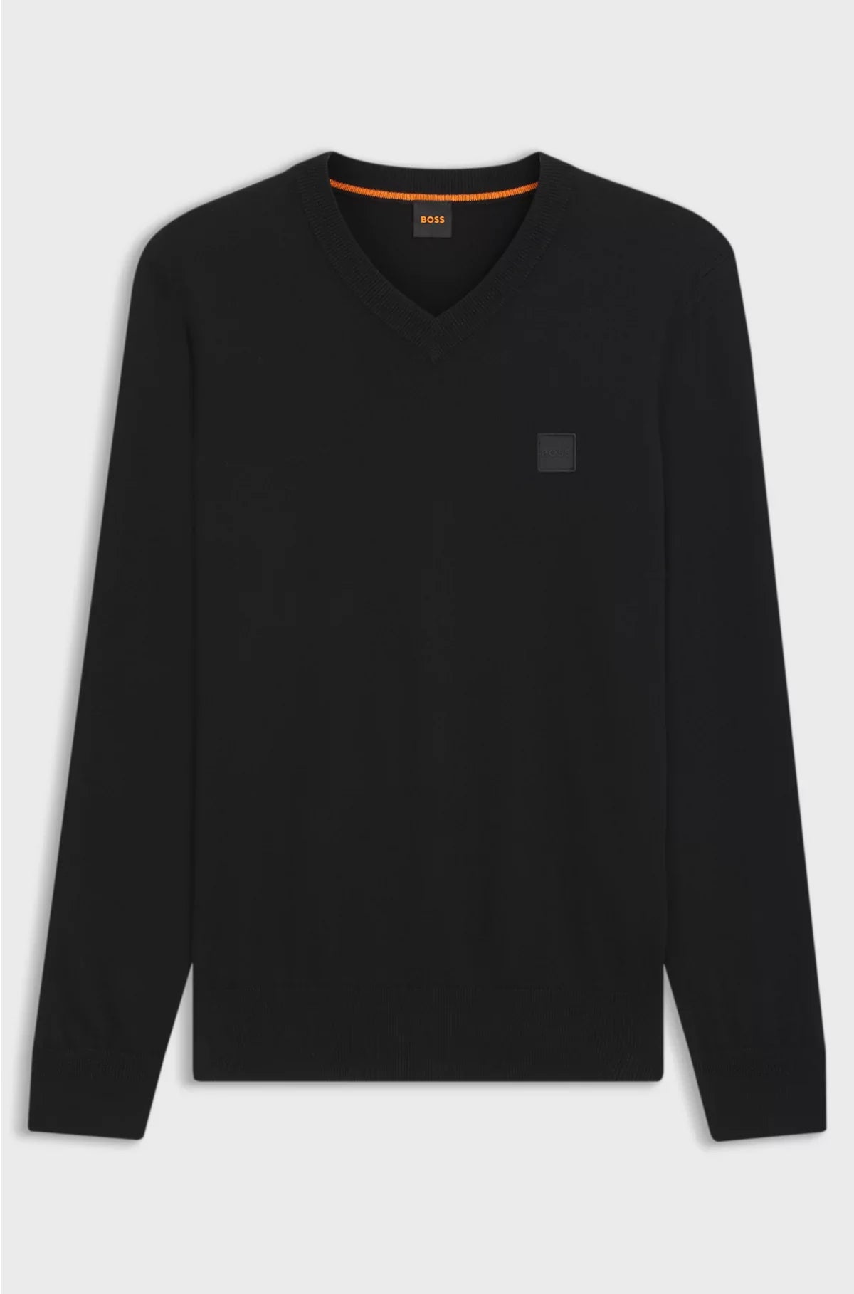 V-NECK SWEATER IN COTTON AND CASHMERE WITH LOGO PATCH