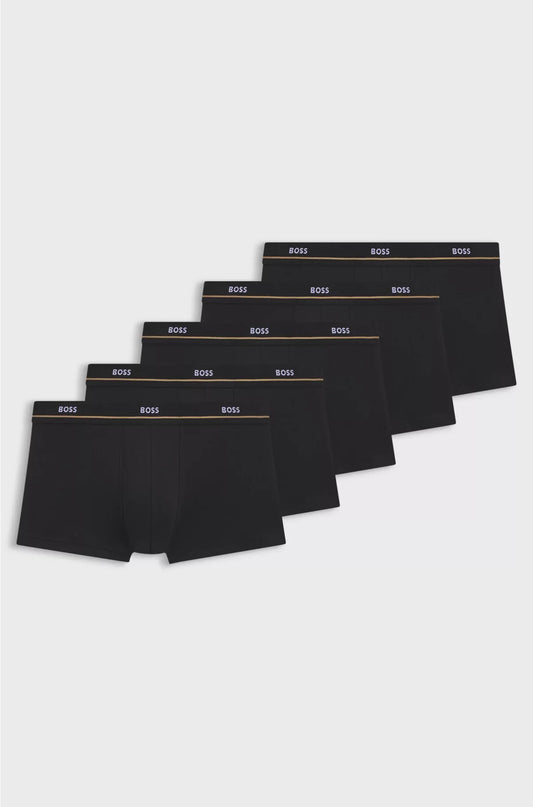 CONFEZIONE DA CINQUE DI SLIP A TRONCHETTO IN COTONE ELASTICIZZATO CON ELASTICO IN VITA LOGATO