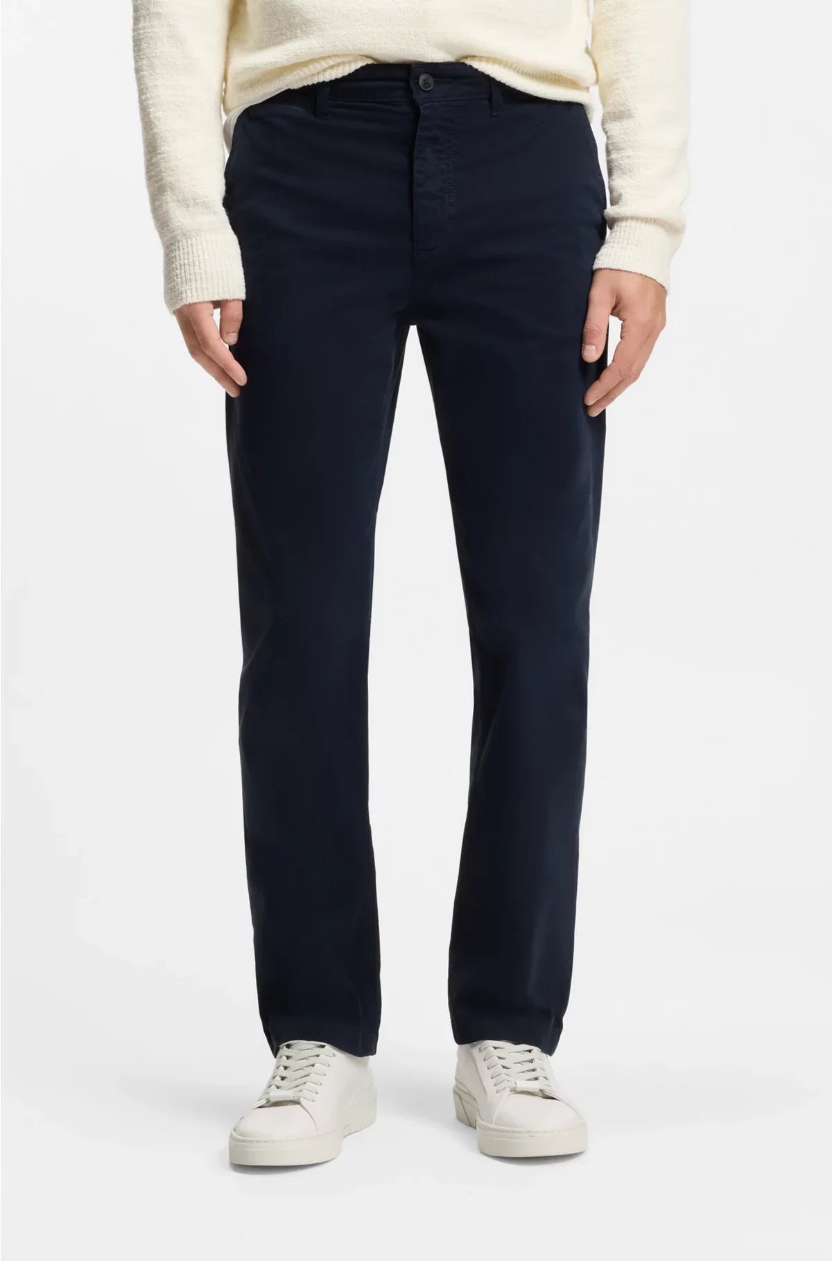 REGULAR-FIT TROUSERS IN STRETCH-COTTON SATIN