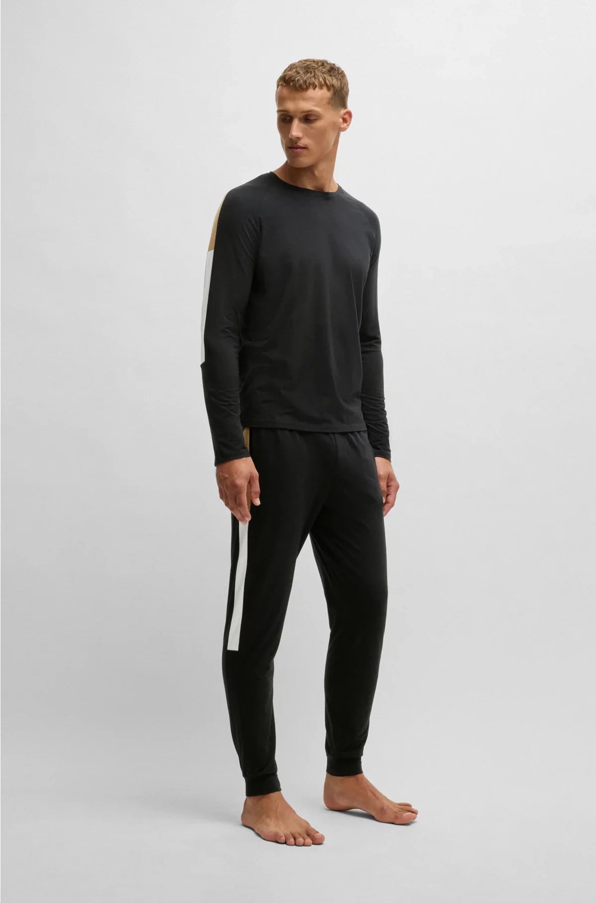 COTTON-BLEND PYJAMAS WITH CONTRAST INSERTS