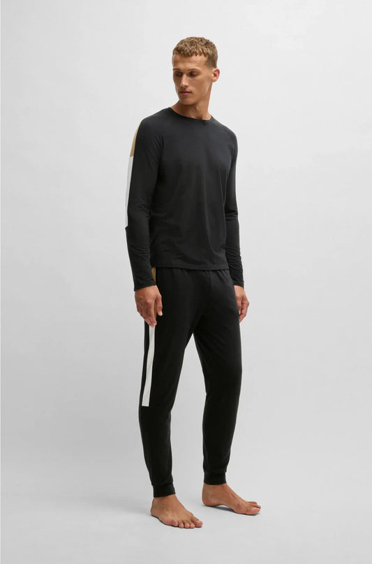 COTTON-BLEND PYJAMAS WITH CONTRAST INSERTS