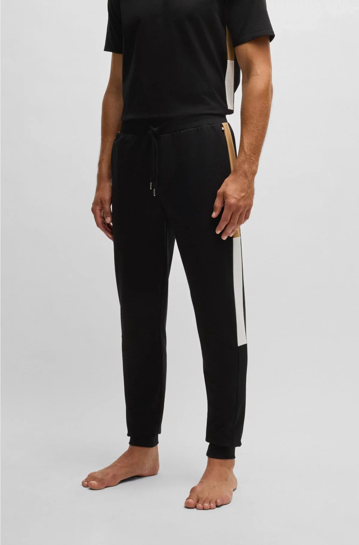 COTTON-TERRY TRACKSUIT BOTTOMS WITH CONTRAST SIDE PANELS