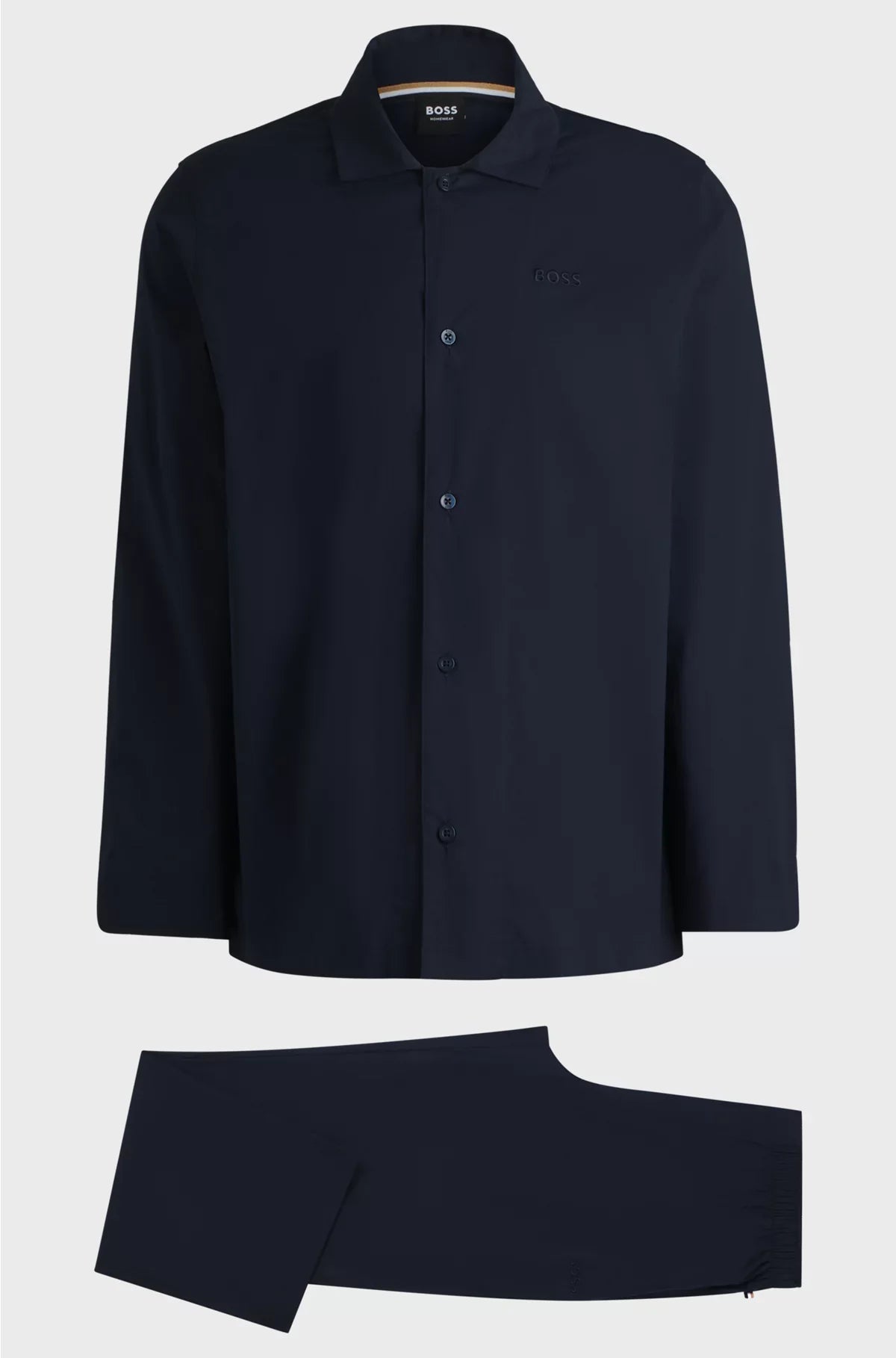 TWO-PIECE POPLIN PYJAMA SET WITH EMBROIDERED BRANDING