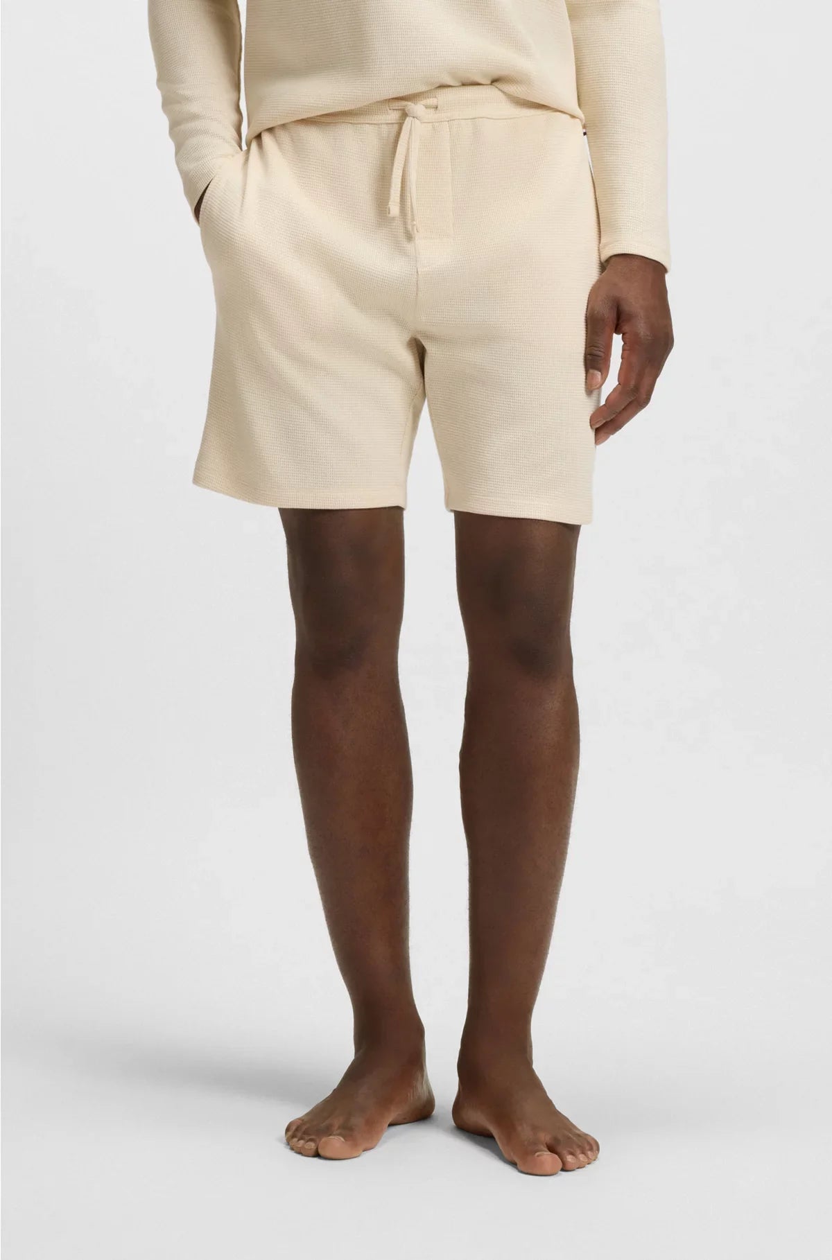 COTTON-BLEND PYJAMA SHORTS WITH EMBROIDERED LOGO