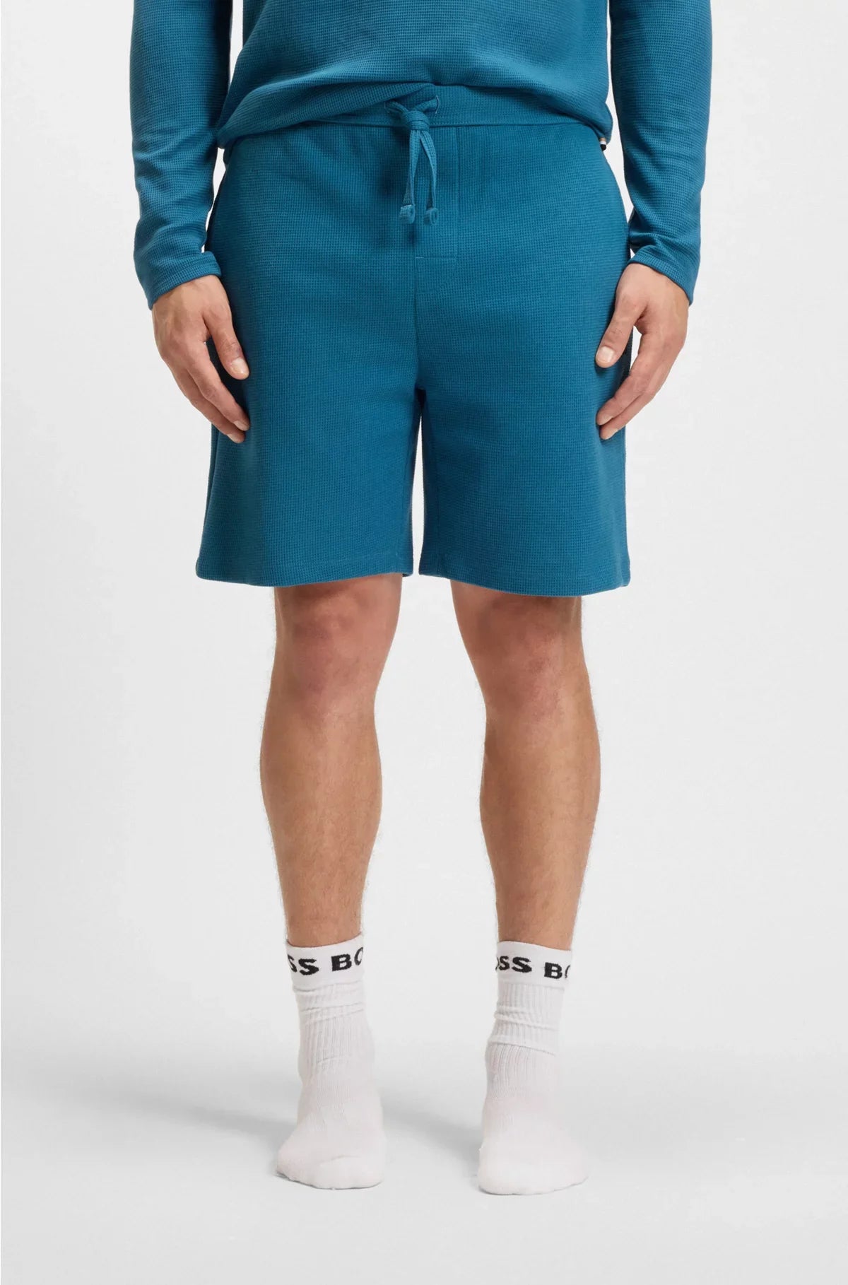 COTTON-BLEND PYJAMA SHORTS WITH EMBROIDERED LOGO