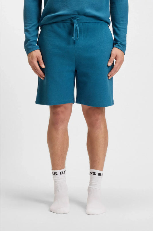 COTTON-BLEND PYJAMA SHORTS WITH EMBROIDERED LOGO