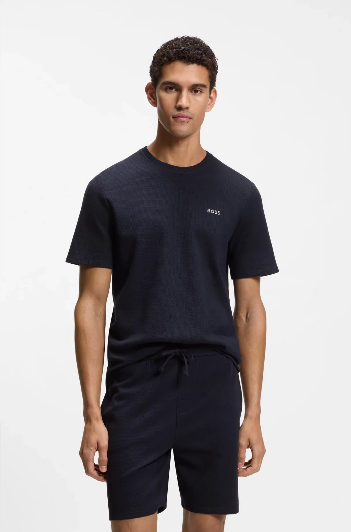 COTTON-BLEND PYJAMA T-SHIRT WITH EMBROIDERED LOGO