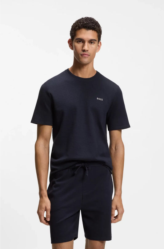 COTTON-BLEND PYJAMA T-SHIRT WITH EMBROIDERED LOGO