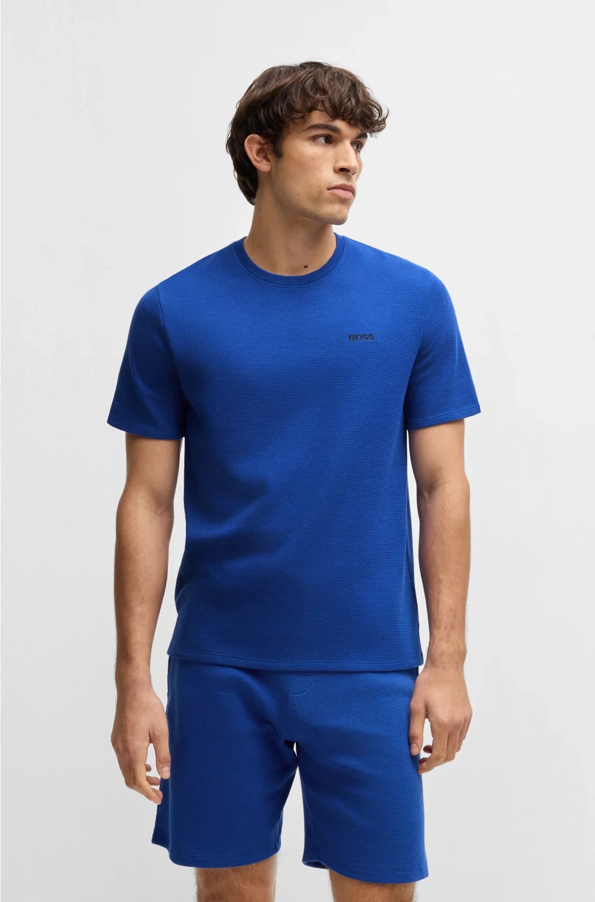 COTTON-BLEND PYJAMA T-SHIRT WITH EMBROIDERED LOGO
