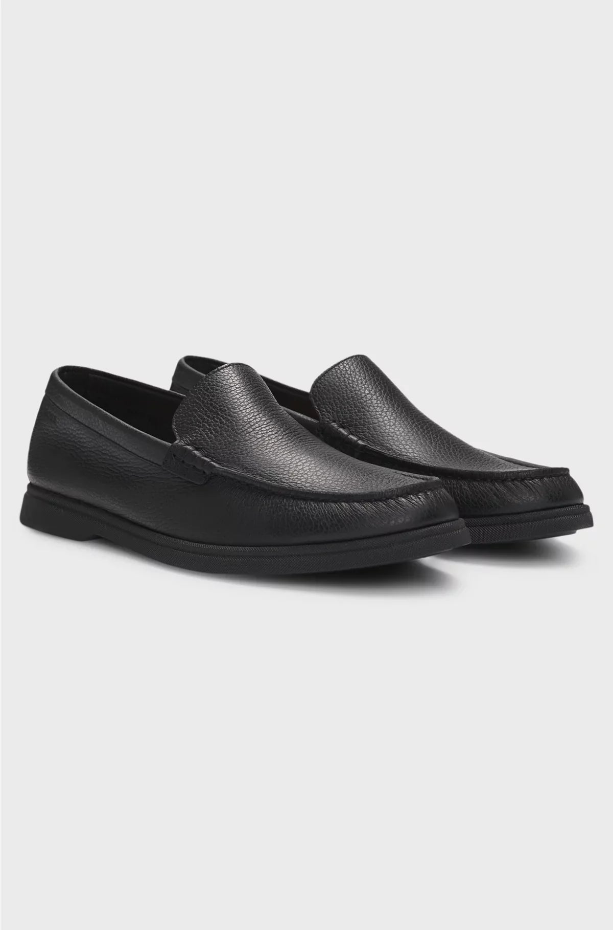 TUMBLED-LEATHER MOCCASINS WITH LOGO DETAIL