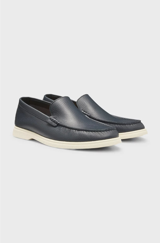 TUMBLED-LEATHER MOCCASINS WITH LOGO DETAIL