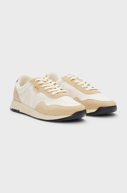 MIXED-MATERIAL TRAINERS WITH SUEDE TRIMS