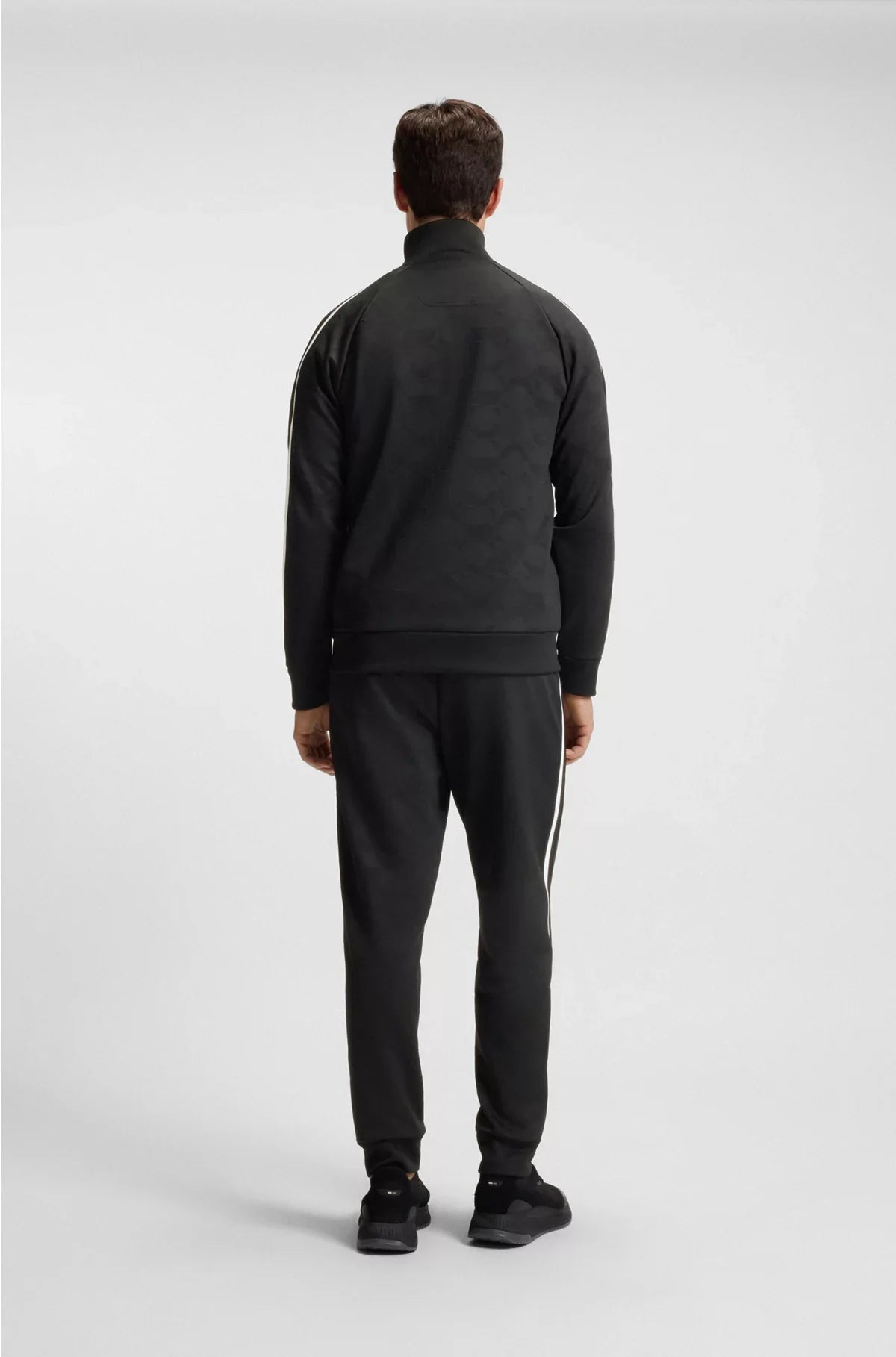 CIRCLE-JACQUARD ZIP-UP SWEATSHIRT WITH SIDE STRIPES