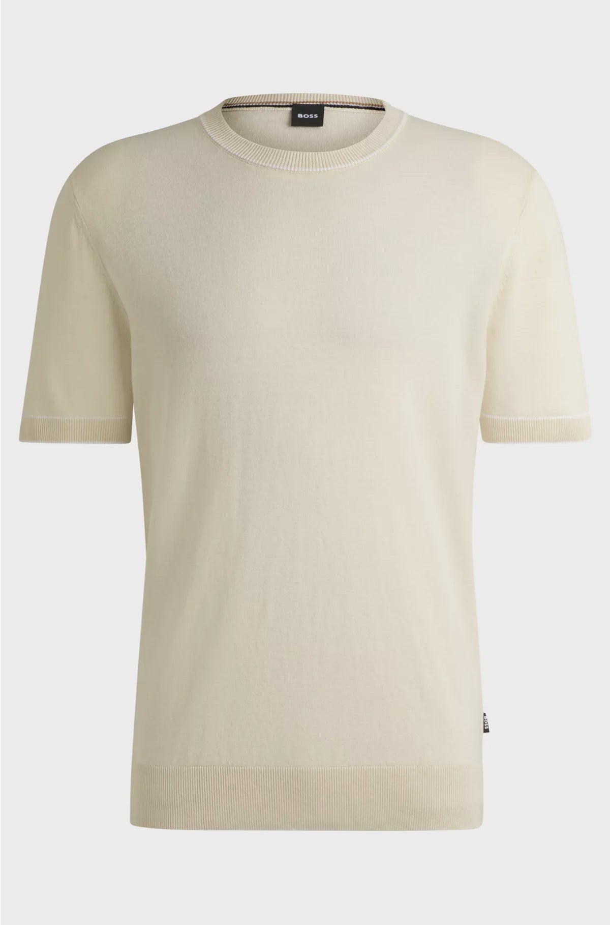 LINEN-BLEND KNIT SWEATSHIRT WITH TIPPING