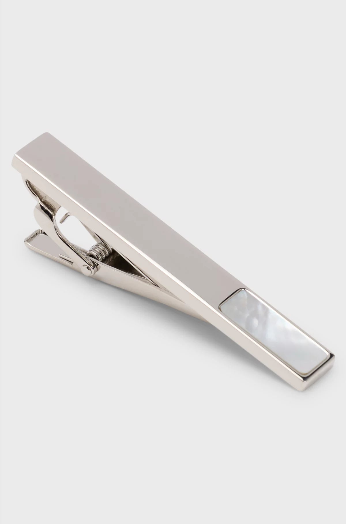 BRASS TIE CLIP WITH MOTHER-OF-PEARL INSERT