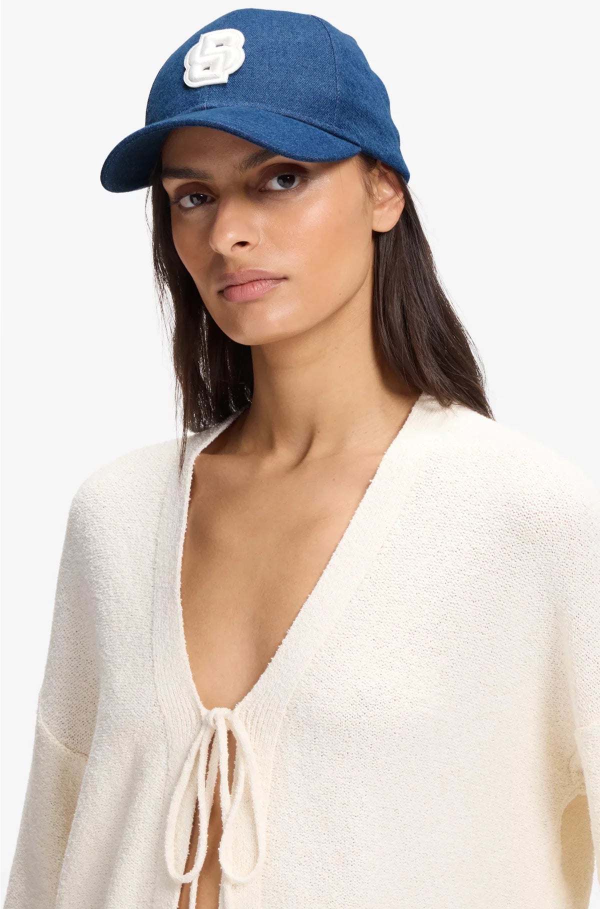 BLUE-DENIM CAP WITH DOUBLE B MONOGRAM
