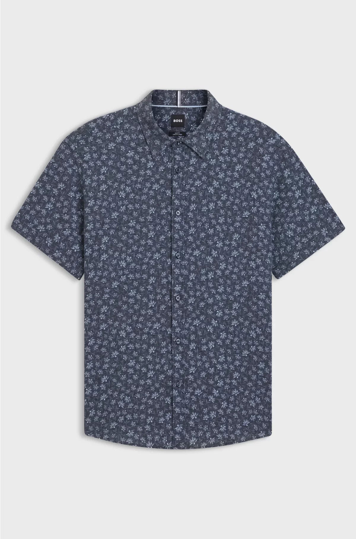 SLIM-FIT SHIRT IN FLORAL-PRINT STRETCH LINEN