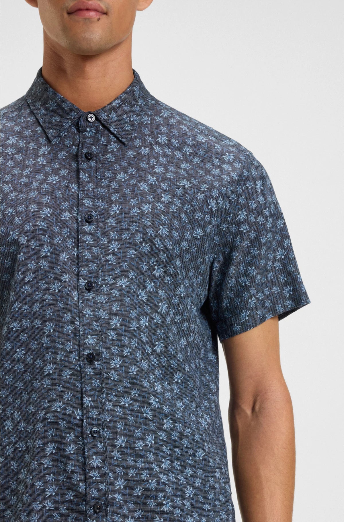 SLIM-FIT SHIRT IN FLORAL-PRINT STRETCH LINEN