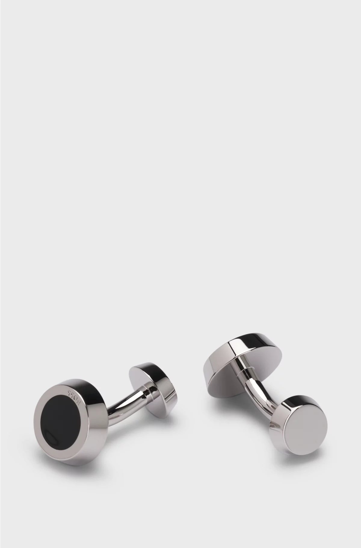 ROUND CUFFLINKS WITH BLACK-ENAMEL INSERT