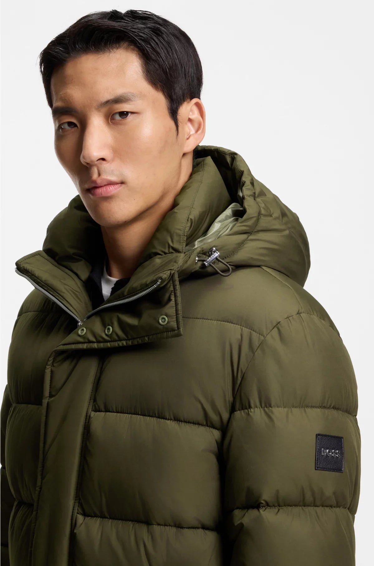 LONGLINE WATER-REPELLENT PADDED JACKET WITH HOOD
