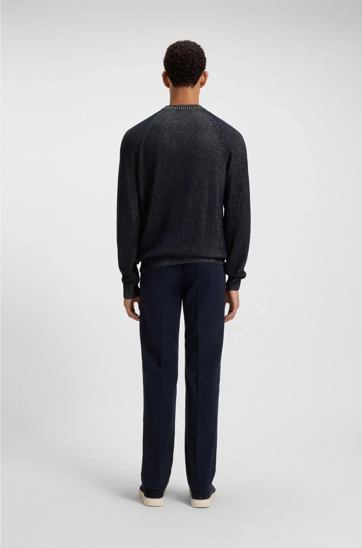 COTTON-LINEN SWEATER WITH STRIPED KNIT