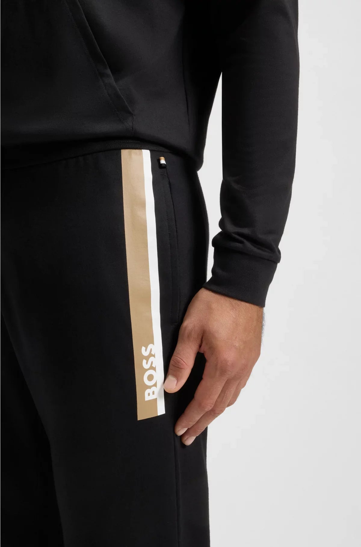 COTTON-TERRY TRACKSUIT BOTTOMS WITH STRIPE PRINT