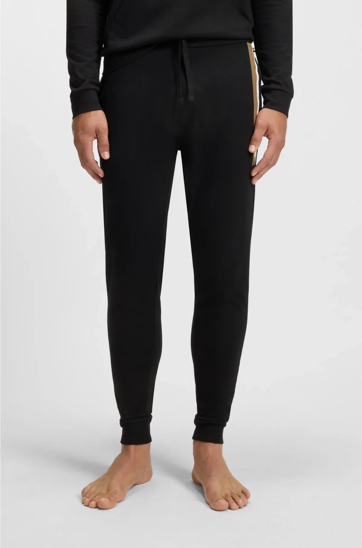 COTTON-TERRY TRACKSUIT BOTTOMS WITH STRIPE PRINT