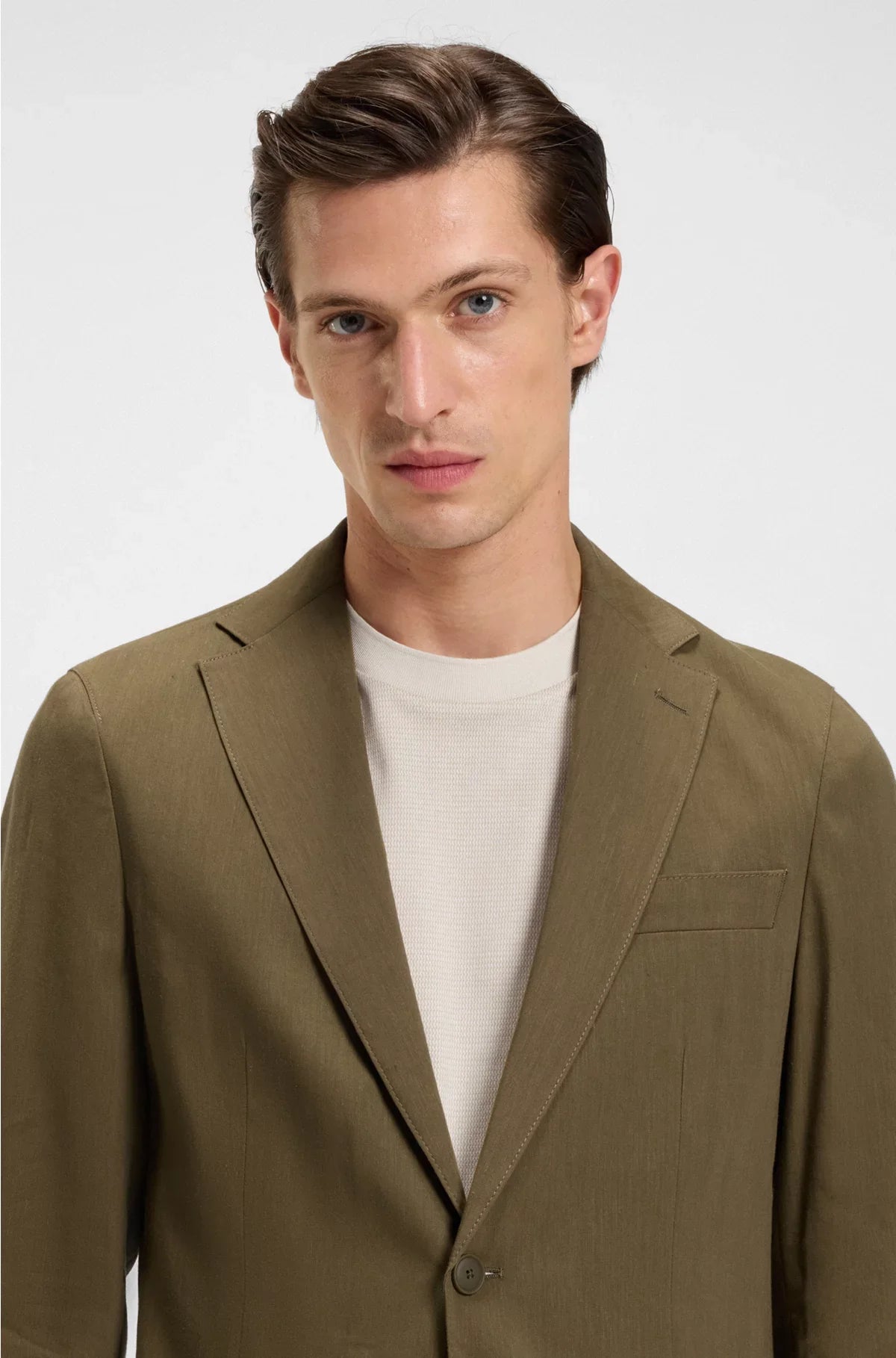 Giacca da abito modern fit, lavabile in lavatrice, in misto lino stretch