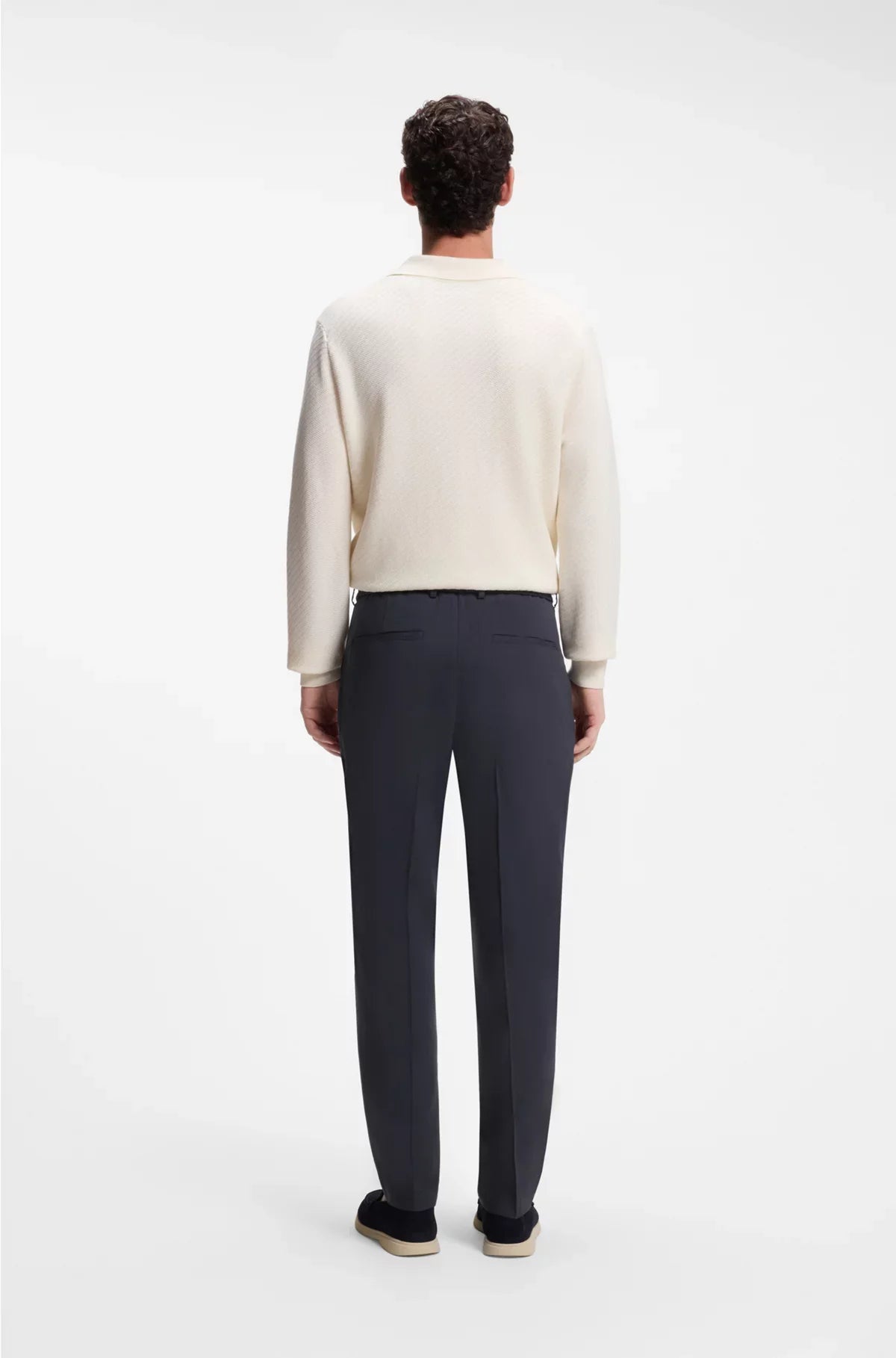 TAPERED-FIT MACHINE-WASHABLE TAILORED TROUSERS IN A LINEN BLEND