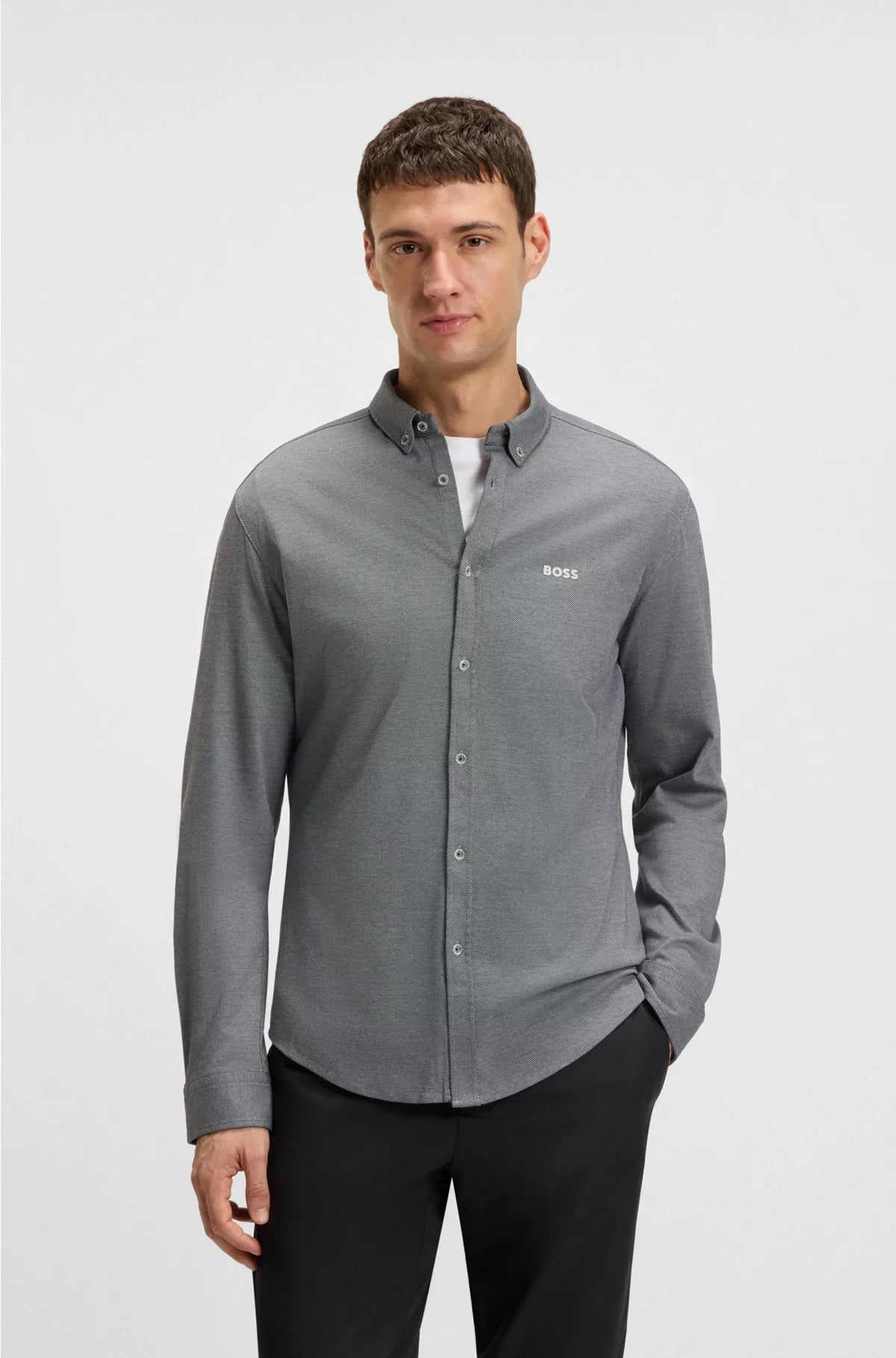 REGULAR-FIT SHIRT IN CREASE-RESISTANT COTTON JERSEY