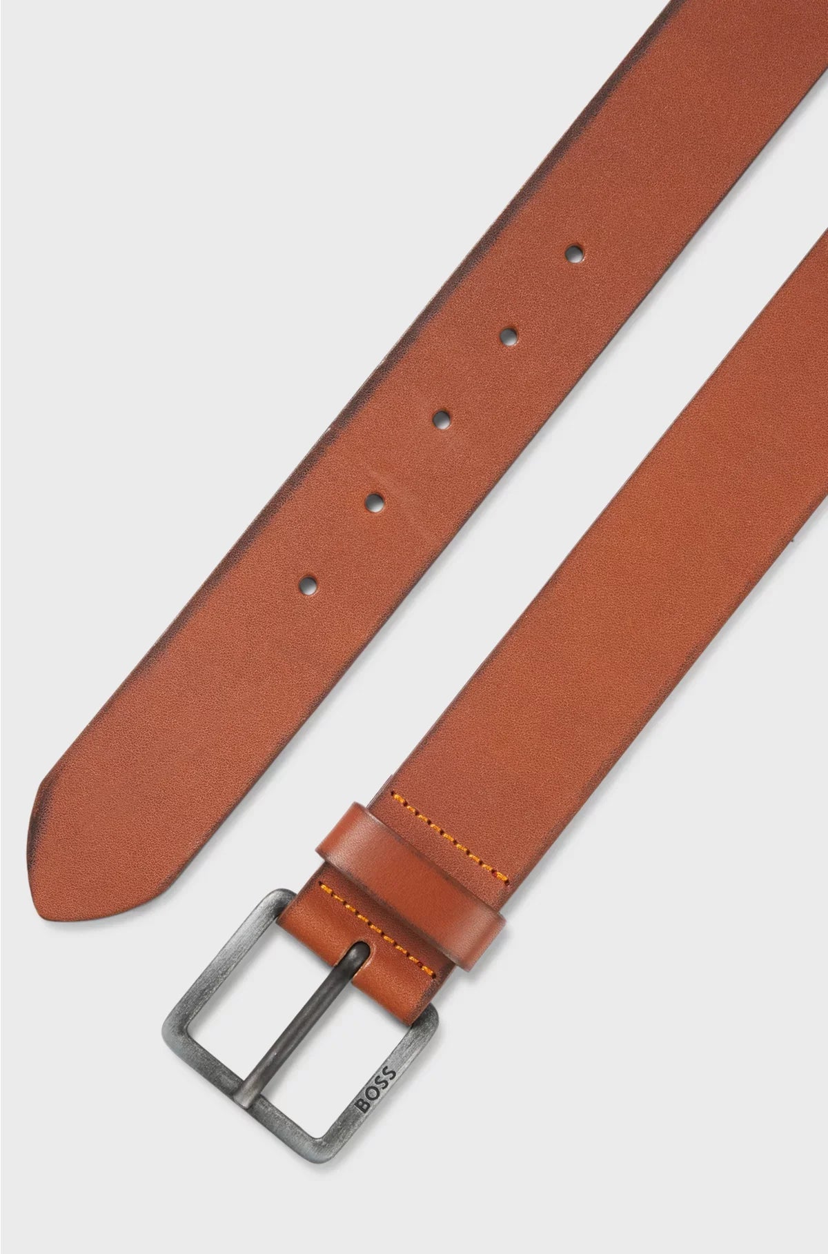 LEATHER BELT WITH LOGO BUCKLE
