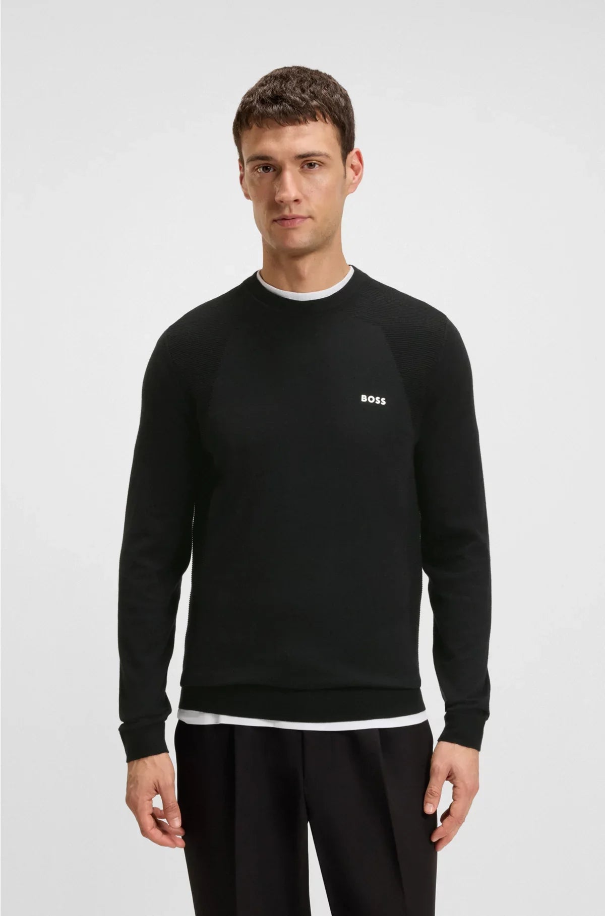 COTTON-BLEND SWEATER WITH BODY-MAPPING AND CONTRAST LOGO